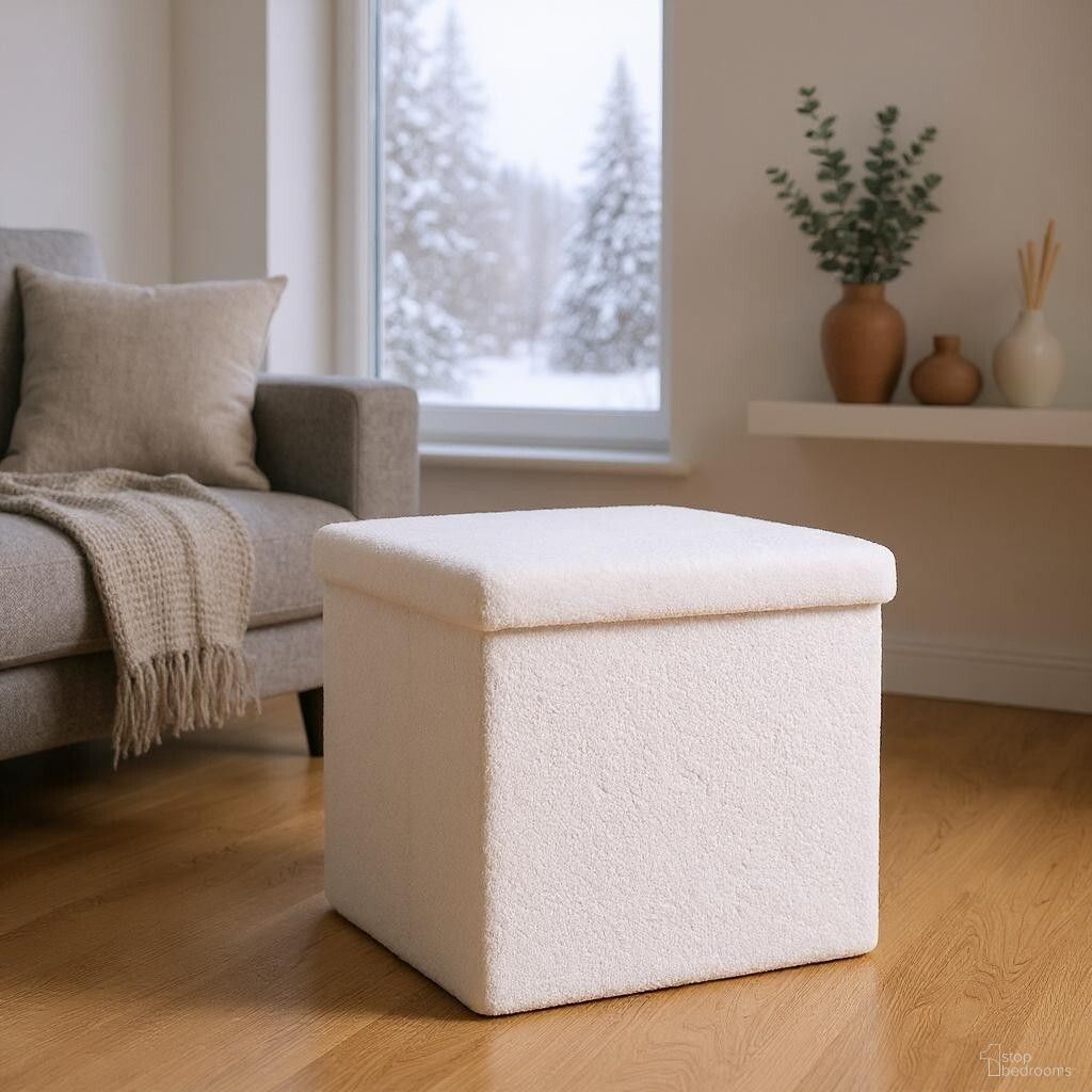 The appearance of 15 Inch Boucle Cube Storage Ottoman In White designed by Homeroots in the modern / contemporary interior design. This white piece of furniture was selected by 1StopBedrooms from to add a touch of cosiness and style into your home. Sku: 590478. Material: Boucle.
