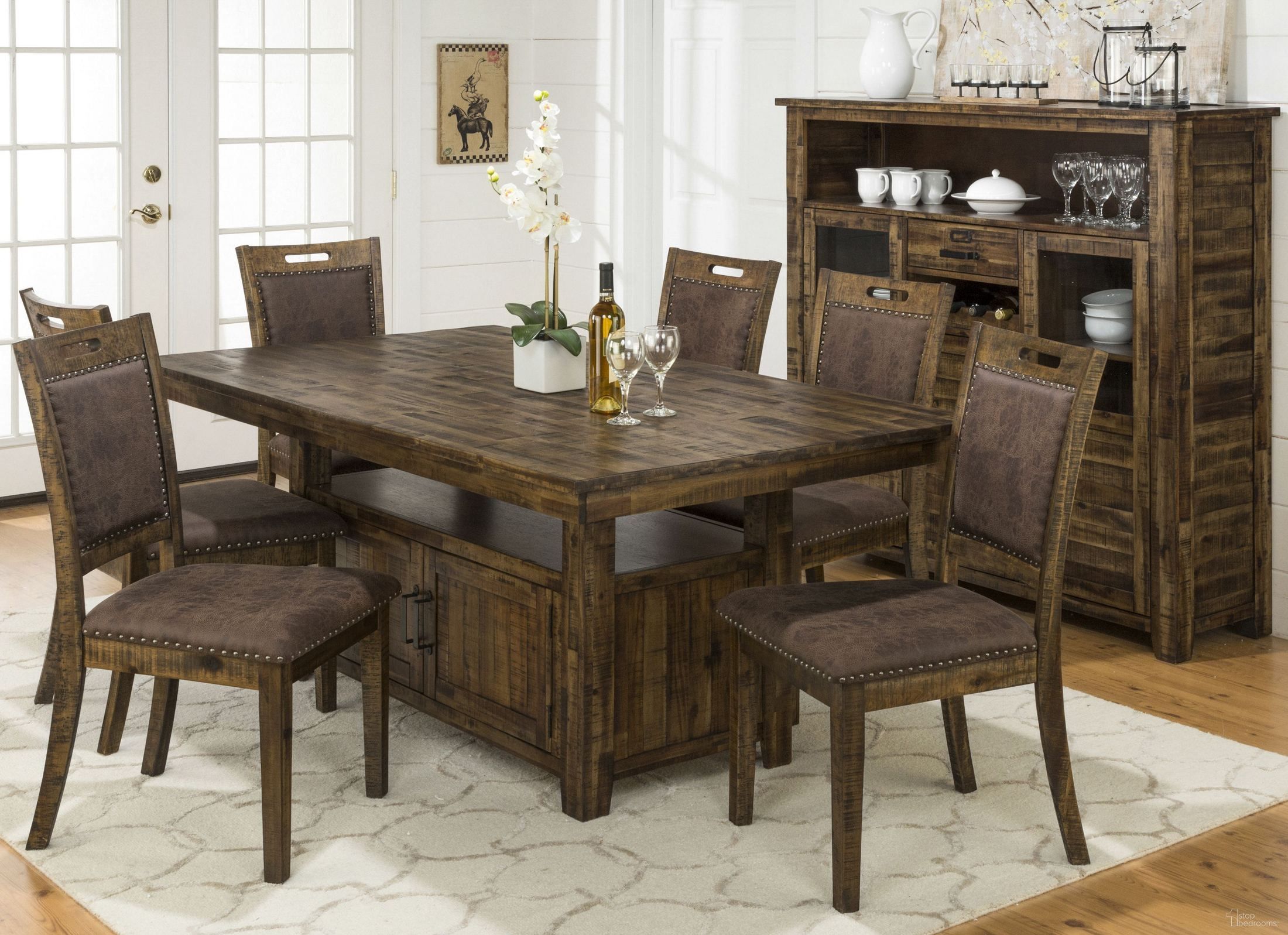 The appearance of Cannon Valley Adjustable Height Storage Dining Room Set designed by Jofran in the transitional interior design. This brown piece of furniture was selected by 1StopBedrooms from Cannon Collection to add a touch of cosiness and style into your home. Sku: 1511-72TBKT;1511-380KD. Table Base Style: Legs. Material: Wood. Table Top Shape: Rectangular. Size: 42".