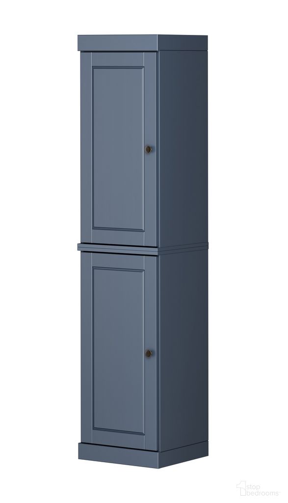 16.5 Inch Pantry Cabinet with Raised Panel Doors and Adjustable Shelves In Antique Blue