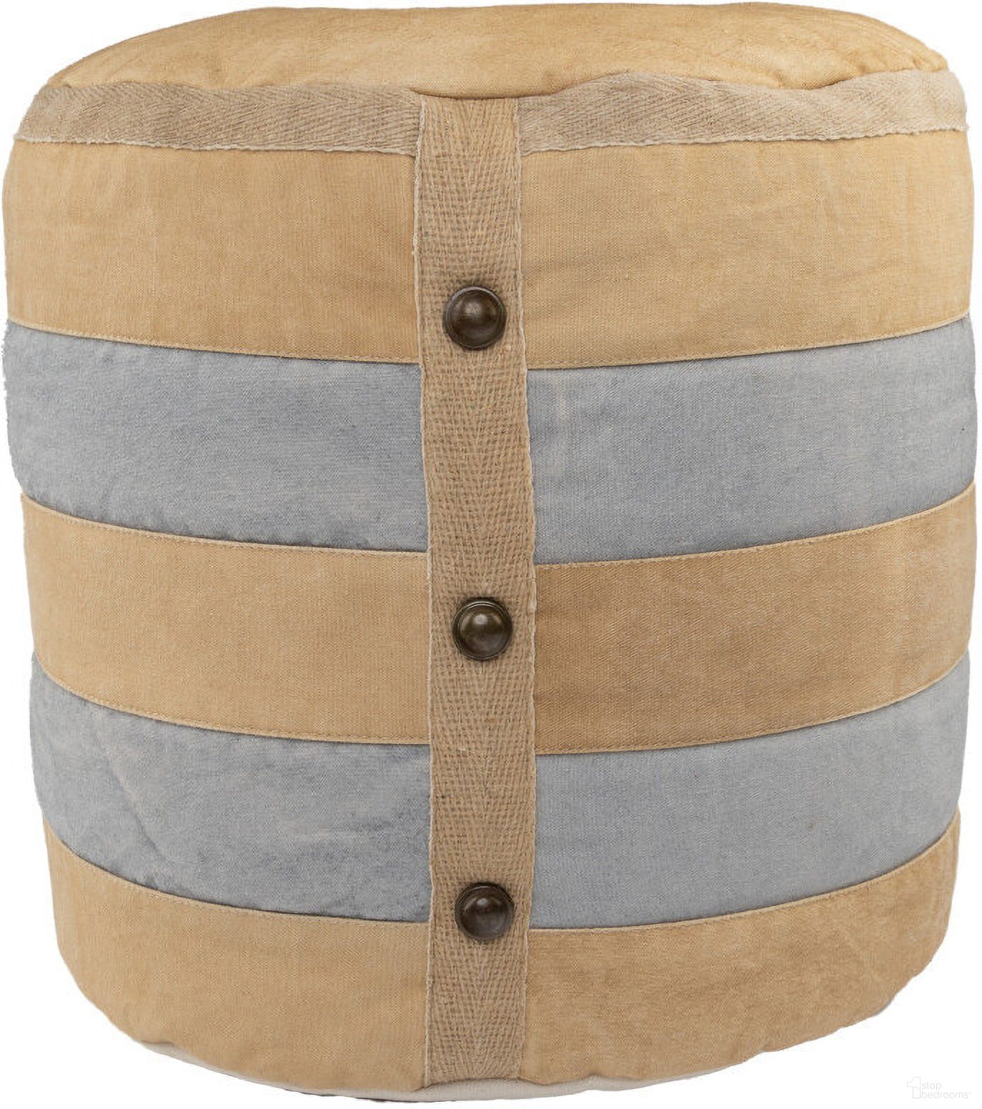 The appearance of 16 Inch Cotton Cylinder Striped Pouf Ottoman In Tan designed by Homeroots in the modern / contemporary interior design. This tan piece of furniture was selected by 1StopBedrooms from to add a touch of cosiness and style into your home. Sku: 517878. Material: Cotton.
