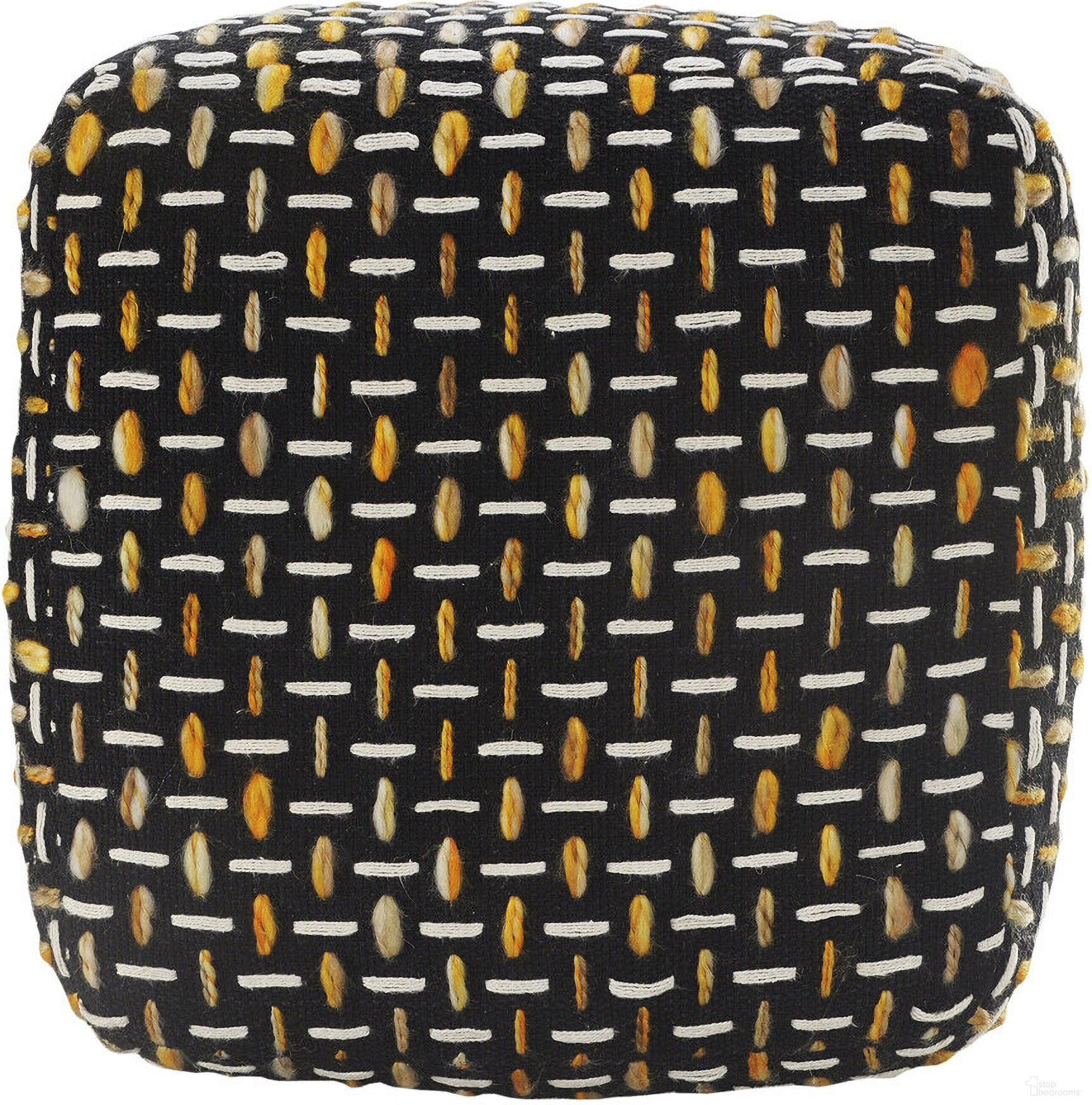 The appearance of 16 Inch Fabric Geometric Pouf Ottoman In Black designed by Homeroots in the modern / contemporary interior design. This black piece of furniture was selected by 1StopBedrooms from to add a touch of cosiness and style into your home. Sku: 517903. Material: Fabric.