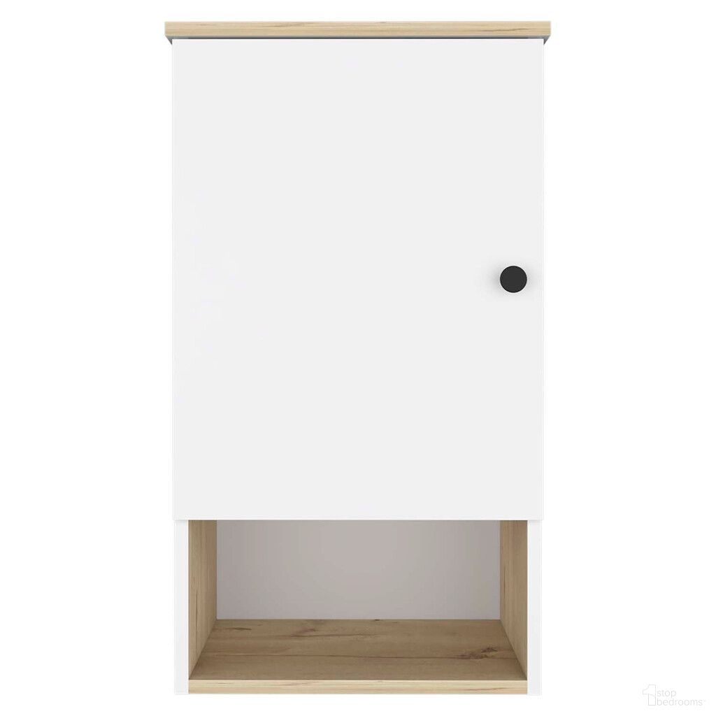 The appearance of 16 Inch Wall Mounted Cabinet with Three Shelves In Light Oak and White designed by Homeroots in the modern / contemporary interior design. This light oak and white piece of furniture was selected by 1StopBedrooms from to add a touch of cosiness and style into your home. Sku: 478197. Material: Wood.