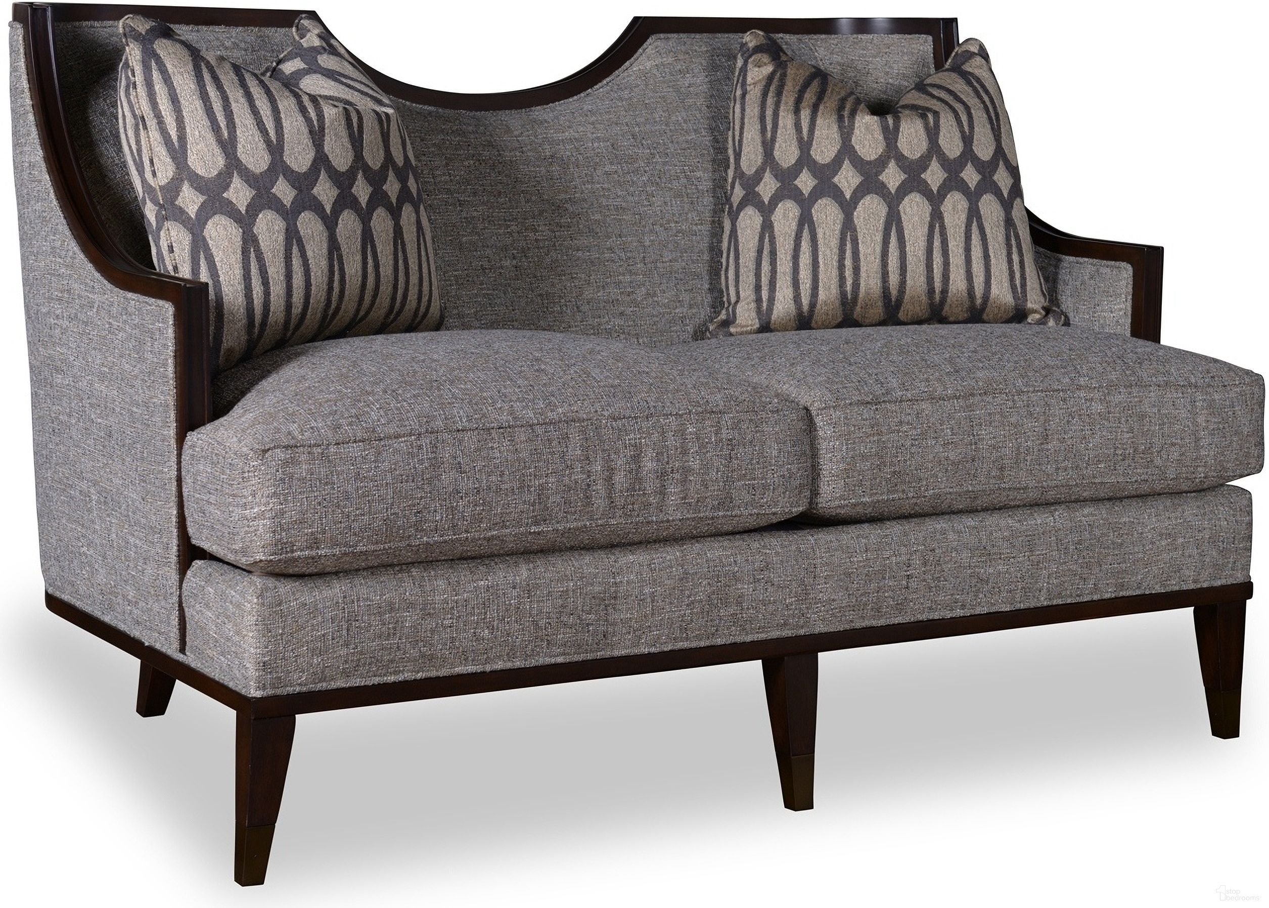 The appearance of Harper Mineral Loveseat designed by A.R.T. in the transitional interior design. This gray piece of furniture was selected by 1StopBedrooms from Harper Collection to add a touch of cosiness and style into your home. Sku: 161502-5036AA. Material: Fabric. Key Features: Wood Trim.
