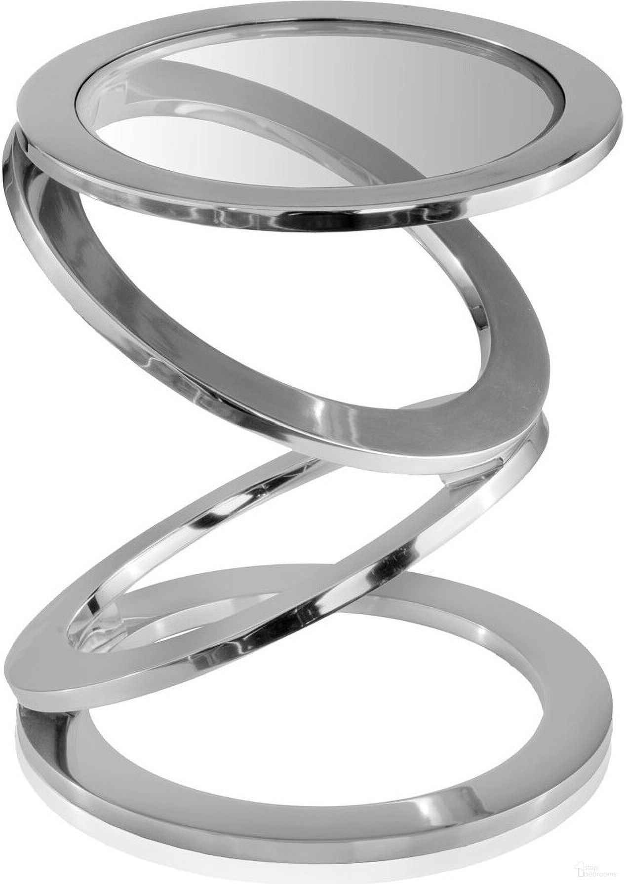 The appearance of 17 Inch Glass and Aluminum Round Abstract End Table In Silver and Clear designed by Homeroots in the modern / contemporary interior design. This silver/clear piece of furniture  was selected by 1StopBedrooms from  to add a touch of cosiness and style into your home. Sku: 383759. Material: Aluminum.