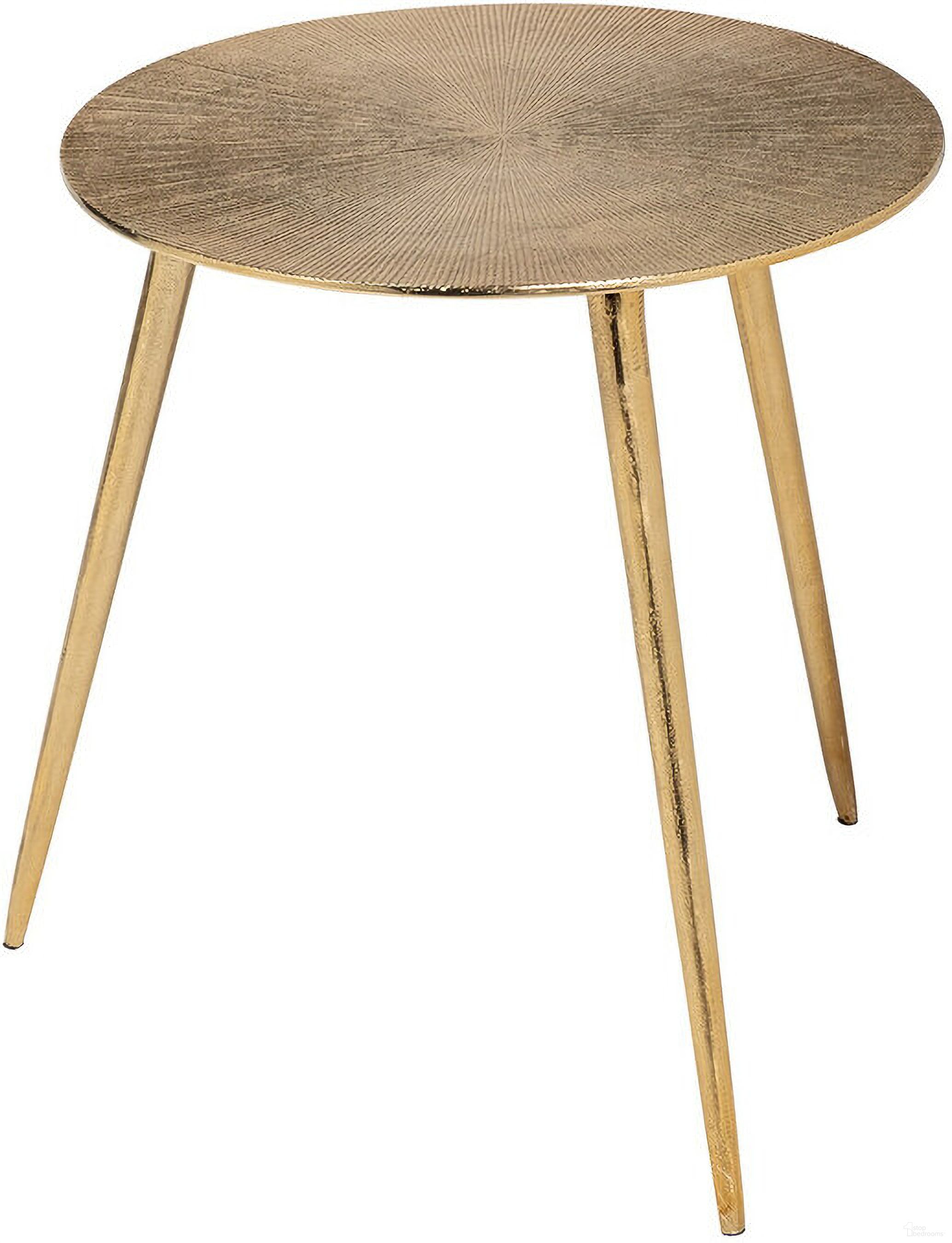 17 Inch Metal Round End Table In Gold