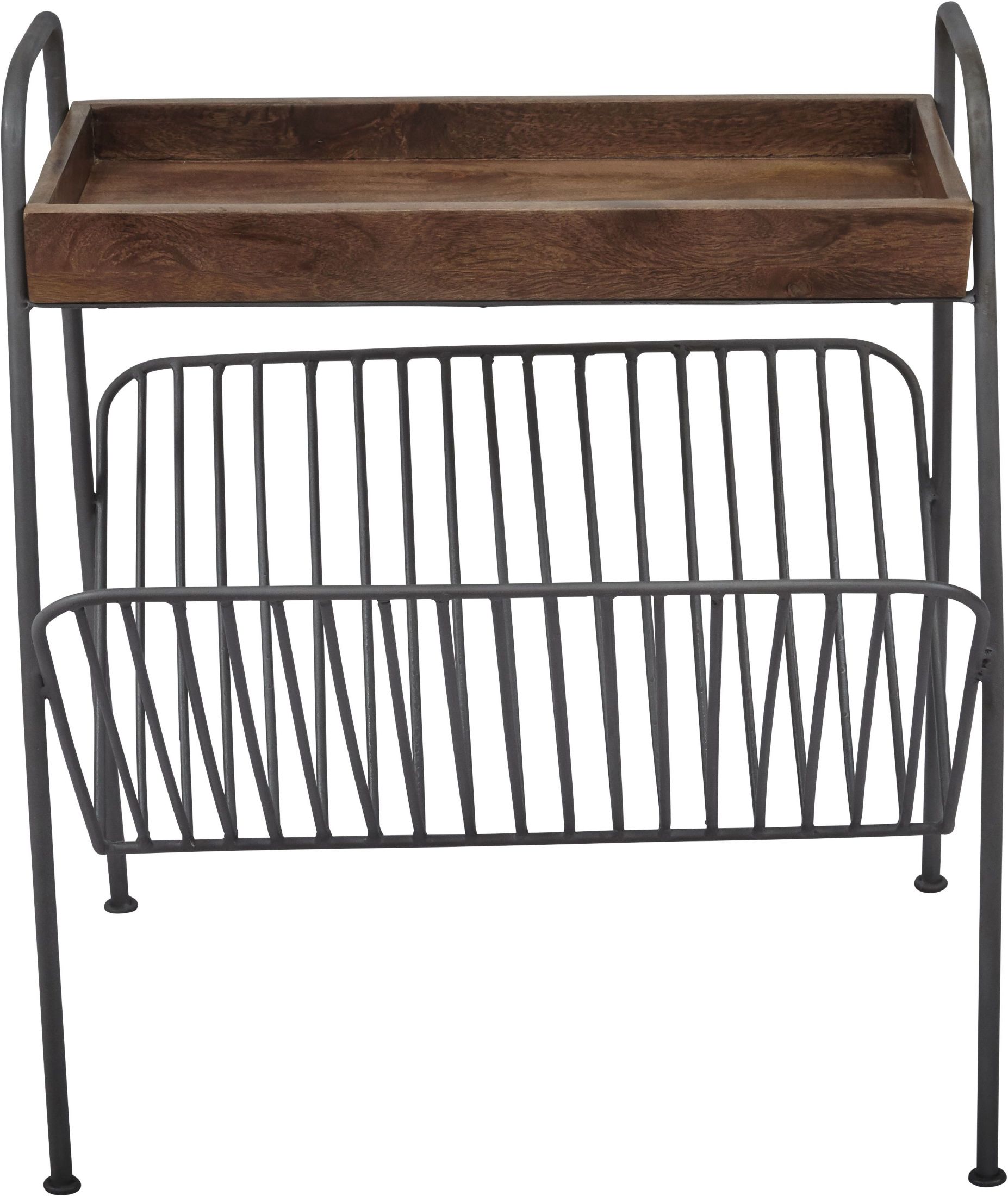 Global Archive Brown And Gray Magazine Rack Chairside Table by Jofran ...