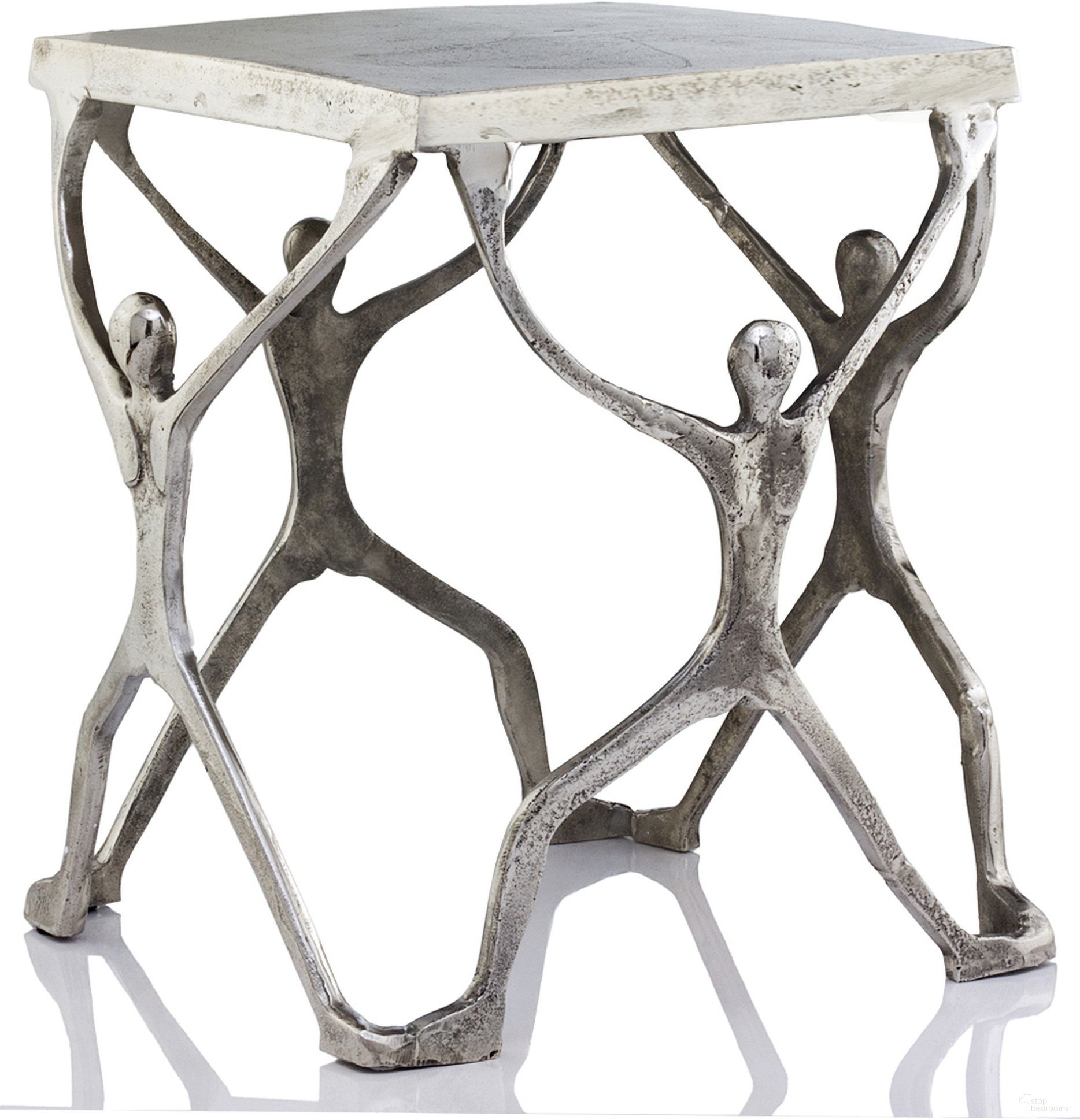 The appearance of 18 Inch Aluminum Square End Table In Antique White and Silver designed by Homeroots in the transitional interior design. This antique white and silver piece of furniture  was selected by 1StopBedrooms from  to add a touch of cosiness and style into your home. Sku: 354659. Material: Aluminum.