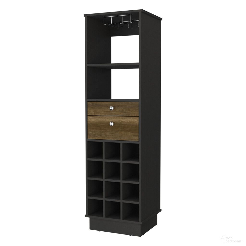 18 Inch Bar Cabinet with Two Drawers In Black
