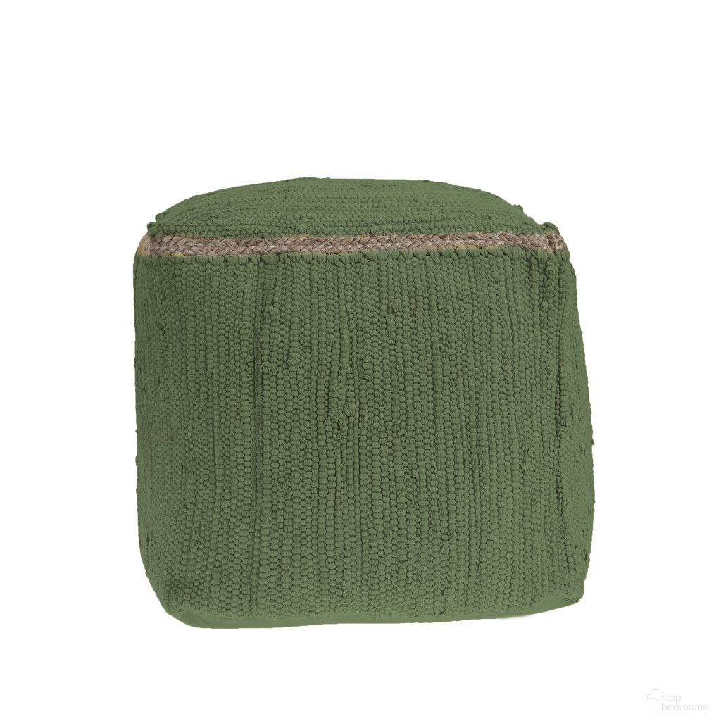 The appearance of 18 Inch Cotton and Jute Cube Pouf Ottoman In Moss Green and Natural designed by Homeroots in the transitional interior design. This moss green and natural piece of furniture was selected by 1StopBedrooms from to add a touch of cosiness and style into your home. Sku: 551552. Material: Cotton.