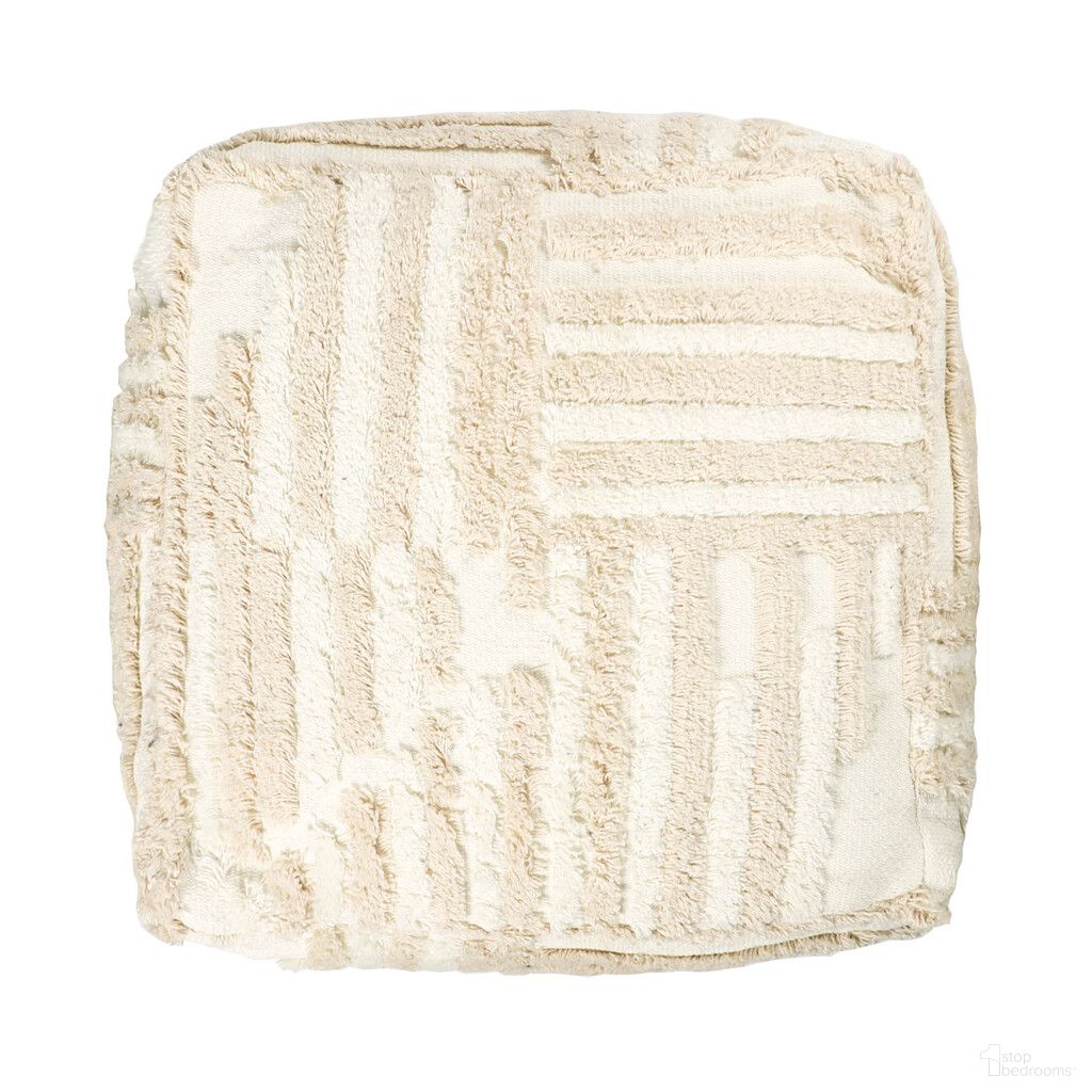 The appearance of 18 Inch Cotton Cube Striped Pouf Ottoman In Beige designed by Homeroots in the modern / contemporary interior design. This beige piece of furniture was selected by 1StopBedrooms from to add a touch of cosiness and style into your home. Sku: 534101. Material: Cotton.