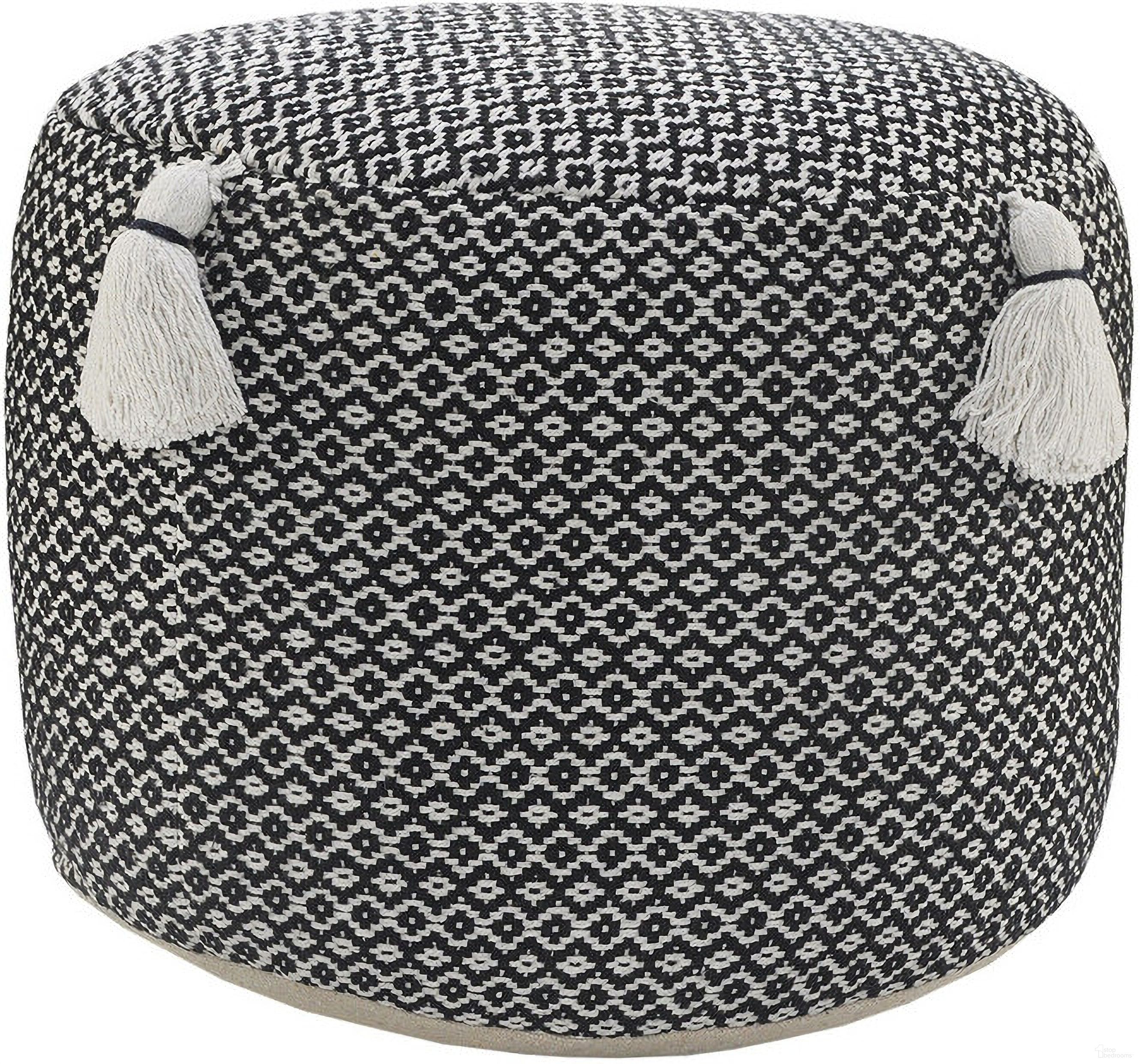 The appearance of 18 Inch Cotton Cylinder Geometric Pouf Ottoman In Black designed by Homeroots in the modern / contemporary interior design. This black piece of furniture was selected by 1StopBedrooms from to add a touch of cosiness and style into your home. Sku: 517955. Material: Cotton.