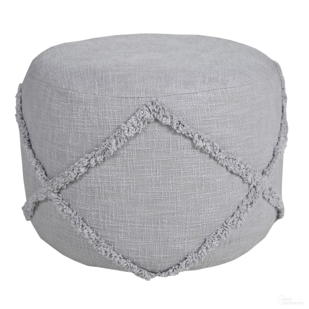 The appearance of 18 Inch Cotton Cylinder Geometric Pouf Ottoman In Gray designed by Homeroots in the modern / contemporary interior design. This gray piece of furniture was selected by 1StopBedrooms from to add a touch of cosiness and style into your home. Sku: 517940. Material: Cotton.