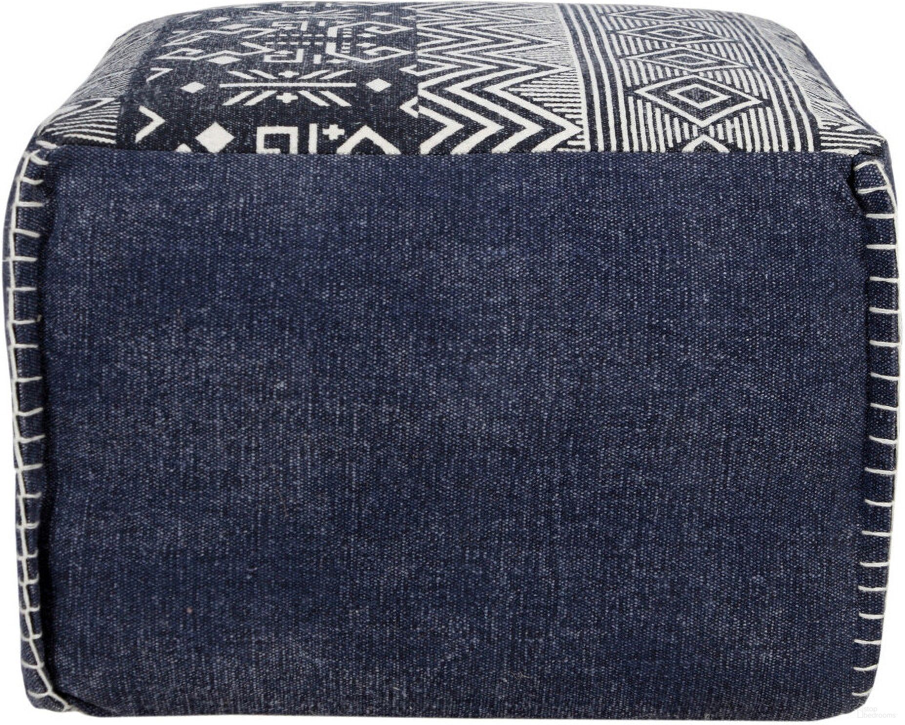 The appearance of 18 Inch Cotton Geometric Pouf Ottoman In Blue designed by Homeroots in the modern / contemporary interior design. This blue piece of furniture was selected by 1StopBedrooms from to add a touch of cosiness and style into your home. Sku: 517919. Material: Cotton.
