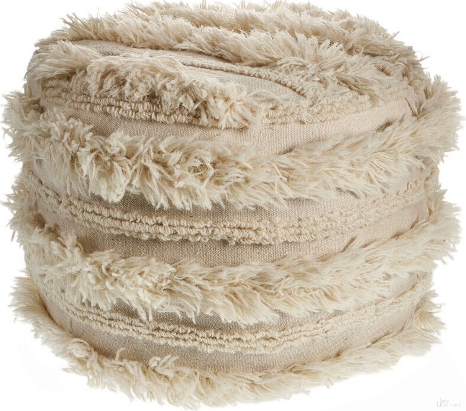 The appearance of 18 Inch Cotton Round Striped Pouf Ottoman In Ivory designed by Homeroots in the modern / contemporary interior design. This ivory piece of furniture  was selected by 1StopBedrooms from  to add a touch of cosiness and style into your home. Sku: 517863. Material: Cotton.