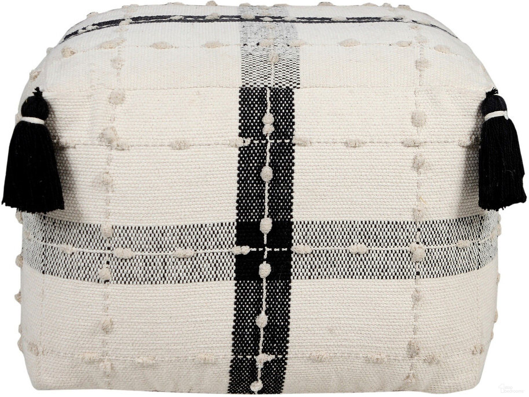 The appearance of 18 Inch Cotton Striped Pouf Ottoman In Black designed by Homeroots in the modern / contemporary interior design. This black piece of furniture was selected by 1StopBedrooms from to add a touch of cosiness and style into your home. Sku: 517912. Material: Cotton.