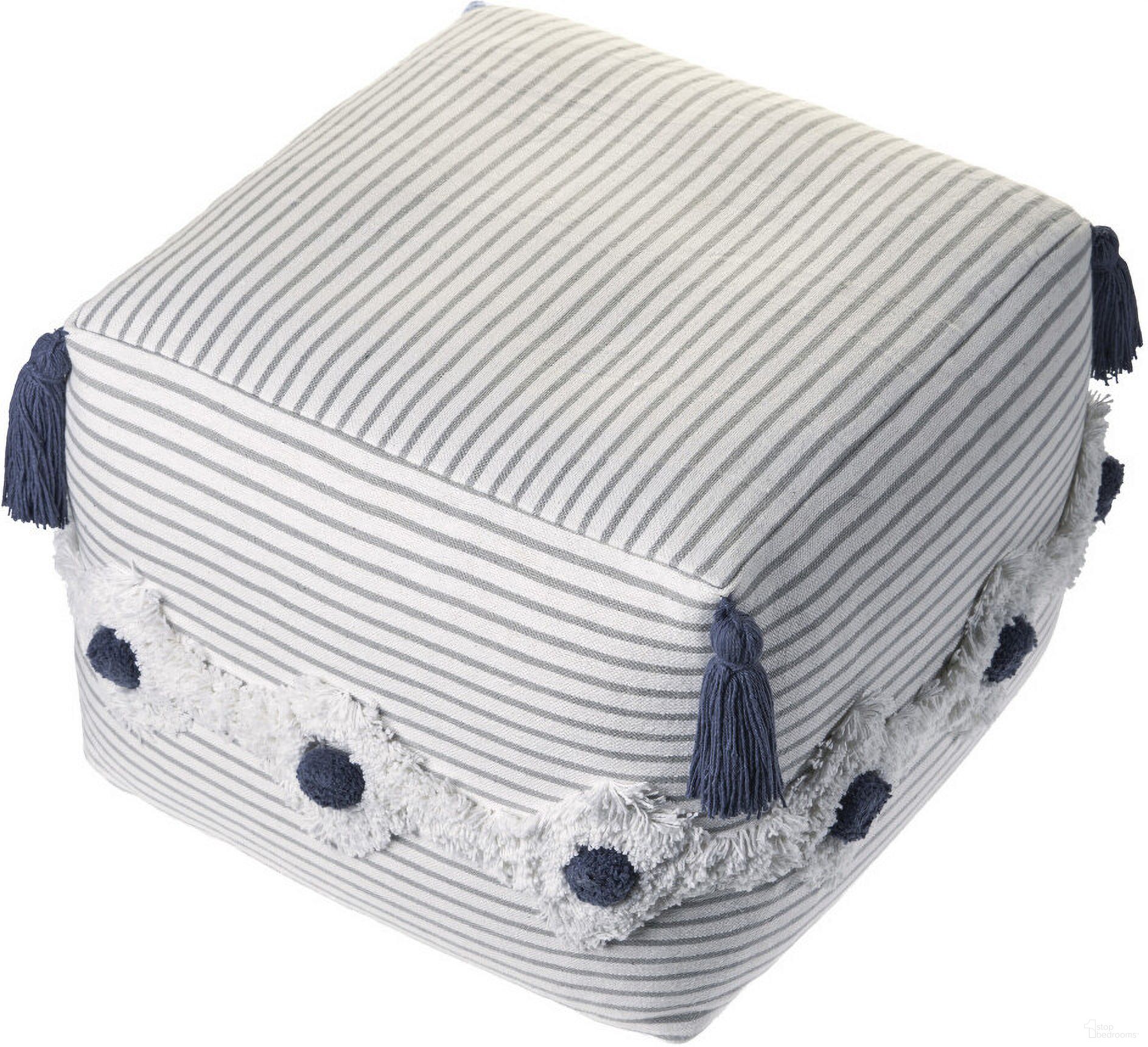 The appearance of 18 Inch Cotton Striped Pouf Ottoman In Gray designed by Homeroots in the modern / contemporary interior design. This gray piece of furniture was selected by 1StopBedrooms from to add a touch of cosiness and style into your home. Sku: 517959. Material: Cotton.