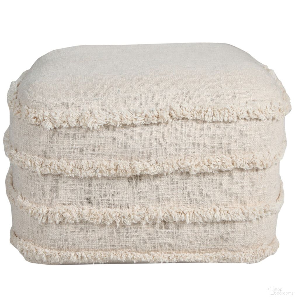 The appearance of 18 Inch Cotton Tufted Cube Striped Pouf Ottoman In Cream designed by Homeroots in the modern / contemporary interior design. This cream piece of furniture  was selected by 1StopBedrooms from  to add a touch of cosiness and style into your home. Sku: 517938. Material: Cotton.