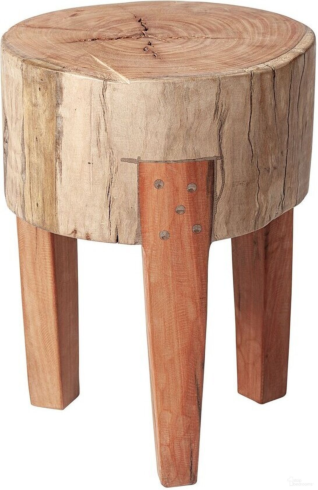 The appearance of 18 Inch Distressed Reclaimed Wood Round End Table In Brown and Dark Brown designed by Homeroots in the rustic / southwestern interior design. This brown/dark brown piece of furniture  was selected by 1StopBedrooms from  to add a touch of cosiness and style into your home. Sku: 394251. Material: Solid Wood.