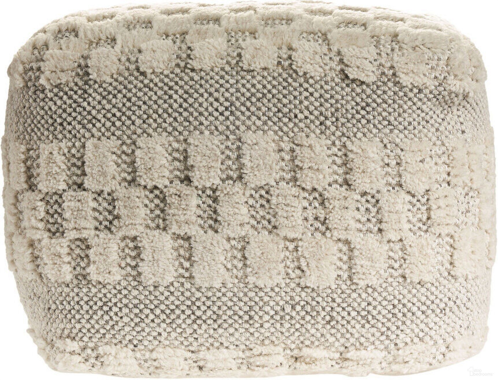 The appearance of 18 Inch Geometric Pouf Ottoman In Beige designed by Homeroots in the modern / contemporary interior design. This beige piece of furniture was selected by 1StopBedrooms from to add a touch of cosiness and style into your home. Sku: 517916. Material: Fabric.
