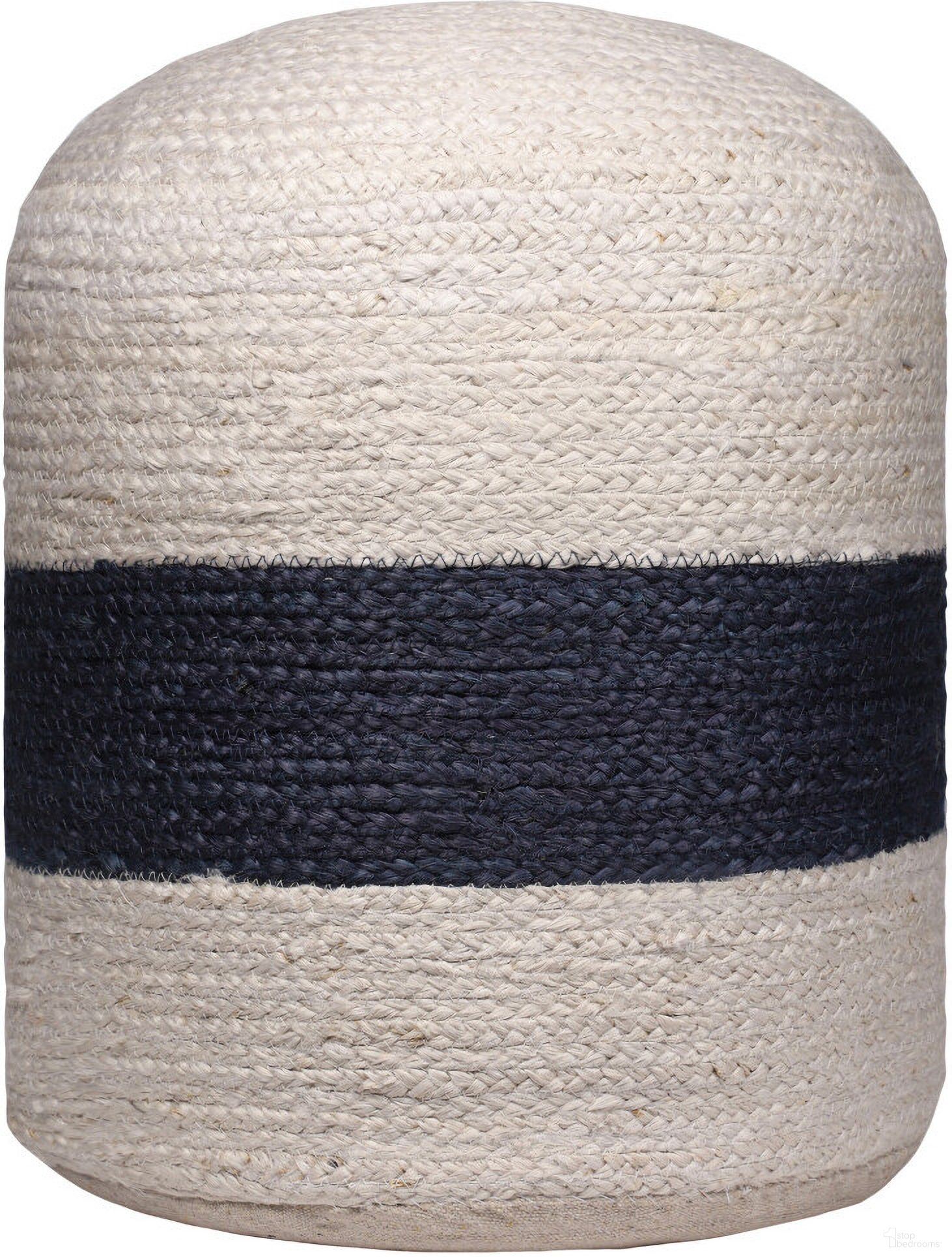 The appearance of 18 Inch Jute Blend Cylinder Striped Pouf Ottoman In Off White and Navy Blue designed by Homeroots in the modern / contemporary interior design. This off white and navy blue piece of furniture was selected by 1StopBedrooms from to add a touch of cosiness and style into your home. Sku: 551556. Material: Fabric.