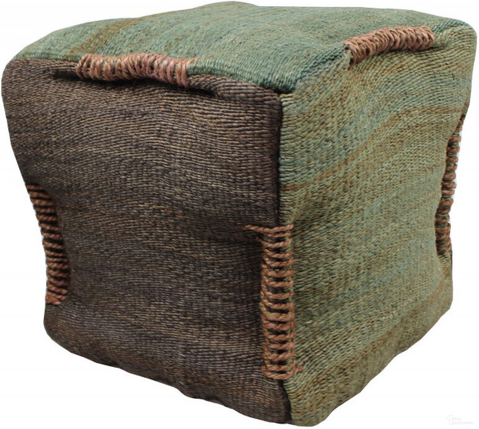 The appearance of 18 Inch Jute Cube Pouf Ottoman In Brown and Green designed by Homeroots in the rustic / southwestern interior design. This brown and green piece of furniture  was selected by 1StopBedrooms from  to add a touch of cosiness and style into your home. Sku: 488731. Material: Fabric.