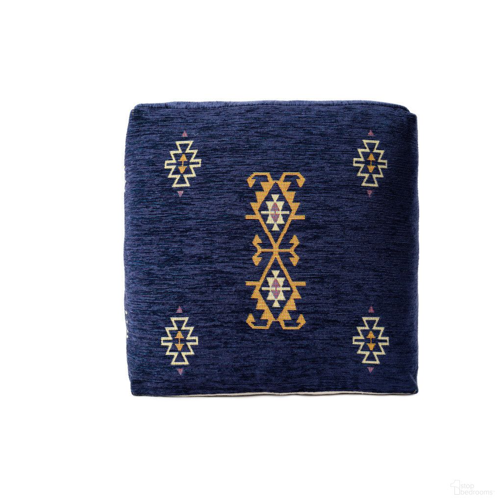 The appearance of 18 Inch Medallion Pouf Ottoman In Blue designed by Homeroots in the transitional interior design. This blue piece of furniture was selected by 1StopBedrooms from to add a touch of cosiness and style into your home. Sku: 517928. Material: Fabric.