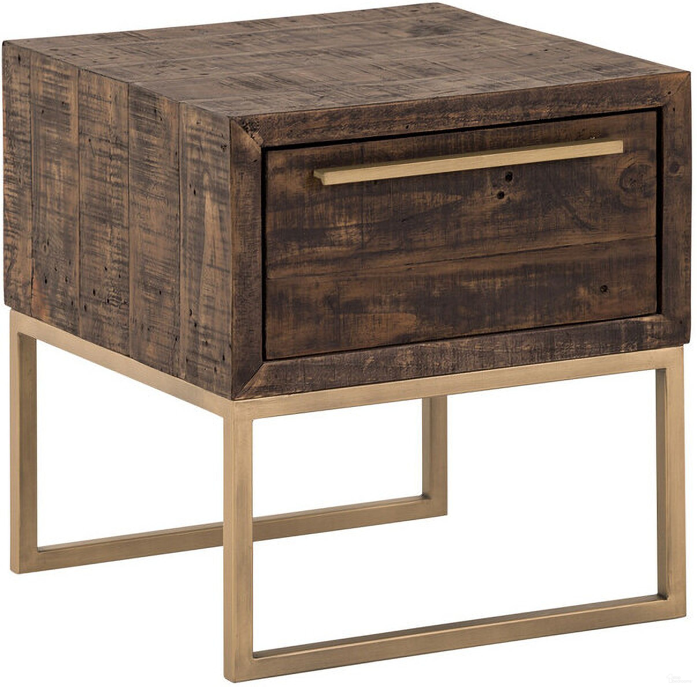 HomeRoots Reclaimed Wood End Table With Drawer