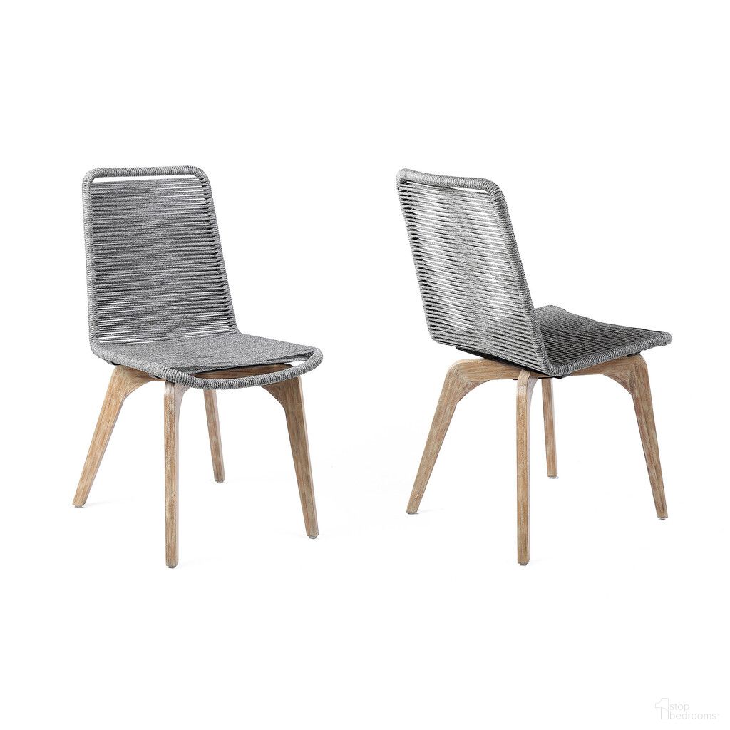 18 Inch Solid Wood Outdoor Dining Chair Set of 2 In Gray