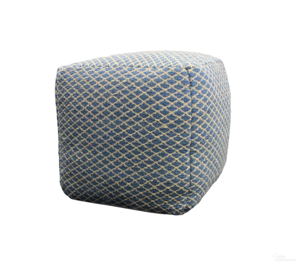 The appearance of 18 Inch Wool Cube Trellis Pouf Ottoman In Blue and Beige designed by Homeroots in the modern / contemporary interior design. This blue and beige piece of furniture  was selected by 1StopBedrooms from  to add a touch of cosiness and style into your home. Sku: 488727. Material: Wool.