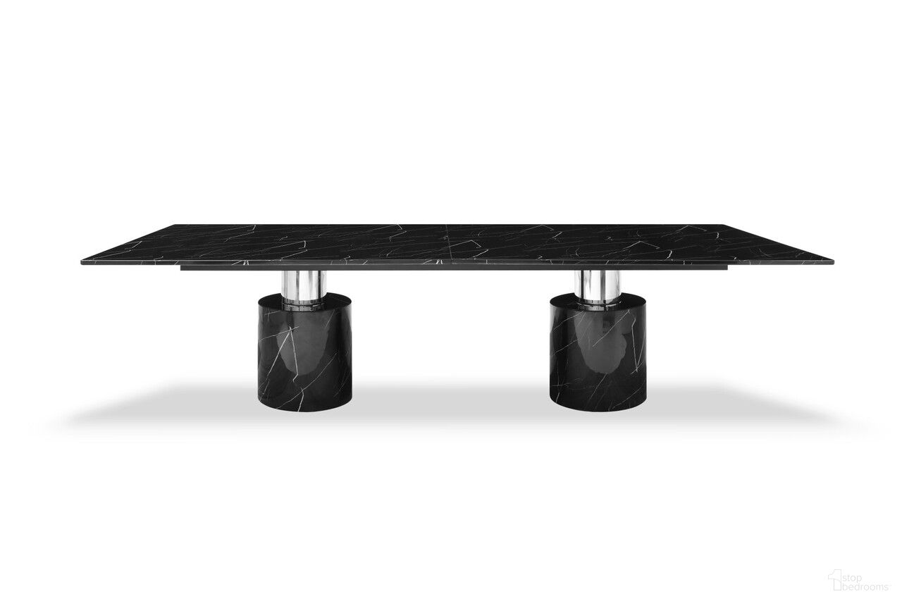 The appearance of 180 Inch Marble Double Pedestal Base Dining Table In Black designed by Homeroots in the modern / contemporary interior design. This black piece of furniture  was selected by 1StopBedrooms from  to add a touch of cosiness and style into your home. Sku: 488517. Table Base Style: Double Pedestal. Material: Marble. Table Top Shape: Rectangular. Size: 48" x 180".