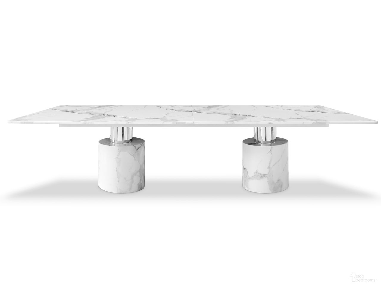 The appearance of 180 Inch Marble Double Pedestal Base Dining Table In White designed by Homeroots in the modern / contemporary interior design. This white piece of furniture  was selected by 1StopBedrooms from  to add a touch of cosiness and style into your home. Sku: 488518. Table Base Style: Double Pedestal. Material: Marble. Table Top Shape: Rectangular. Size: 48" x 180".