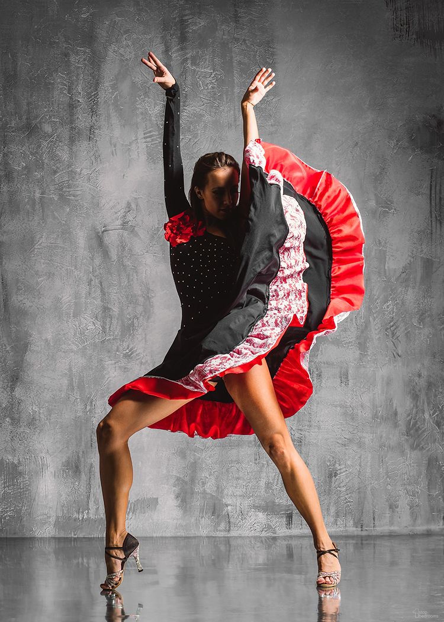 The appearance of Red and Black Flamenco Wall Art designed by J&M in the modern / contemporary interior design. This black piece of furniture was selected by 1StopBedrooms from Acrylic Wall Art Collection to add a touch of cosiness and style into your home. Sku: 18177. Material: Canvas.