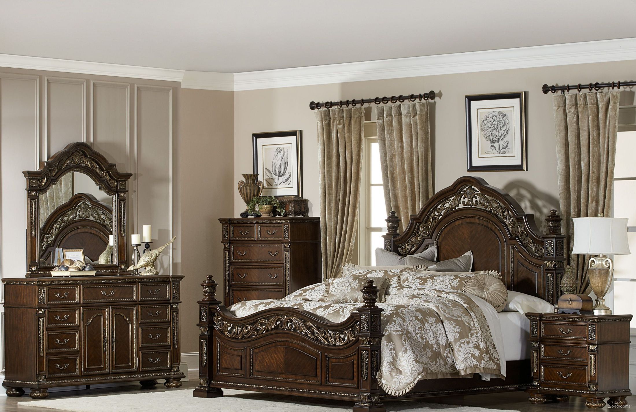 The appearance of Catalonia Cherry Bedroom Set designed by Homelegance in the transitional interior design. This brown piece of furniture was selected by 1StopBedrooms from Catalonia Collection to add a touch of cosiness and style into your home. Sku: 1824-1;1824-2;1824-3;1824-1P;1824-2P;1824-4. Bed Type: Panel Bed. Material: Wood. Bed Size: Queen.