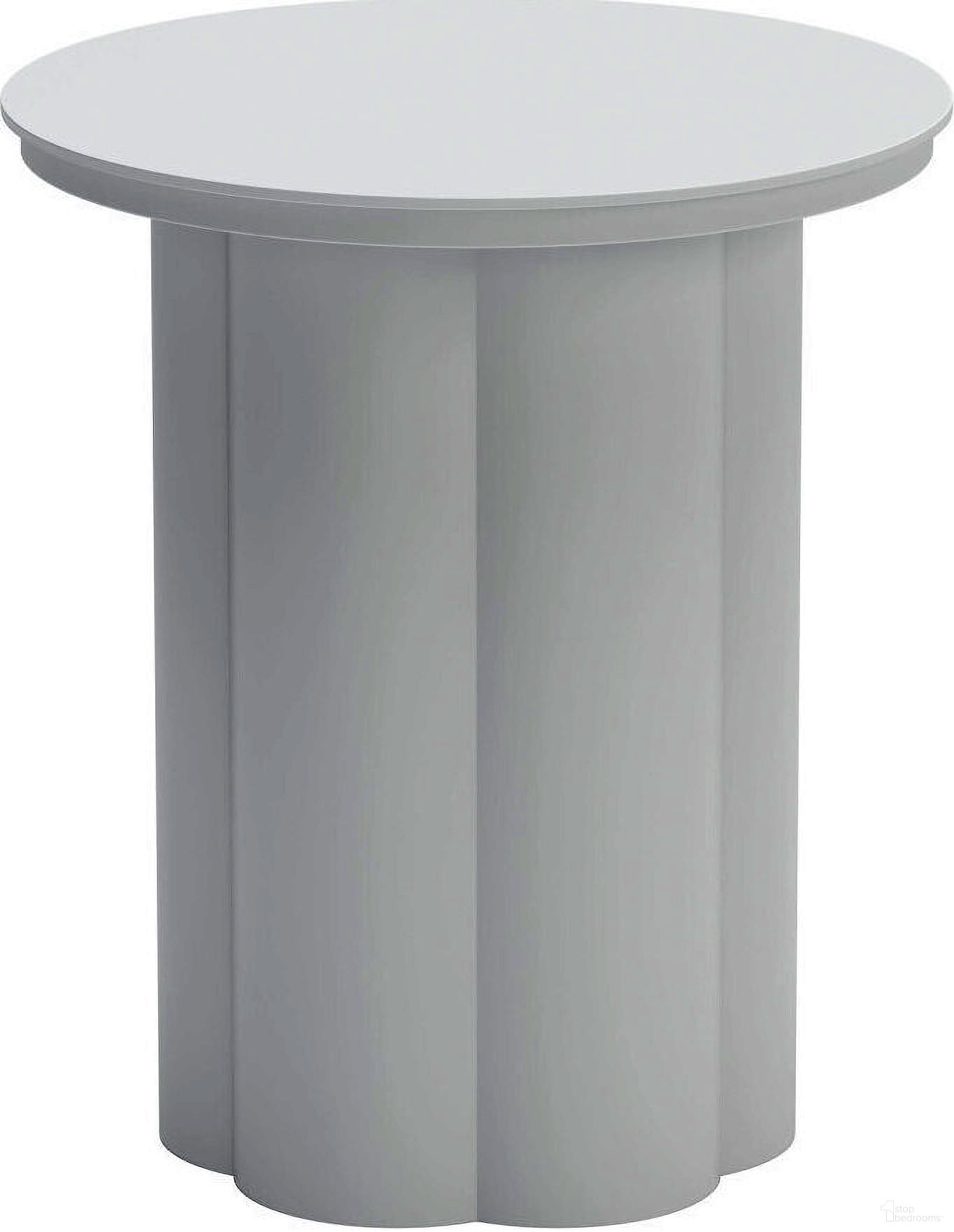 19 Inch Aluminum Round Pedestal End Table In White