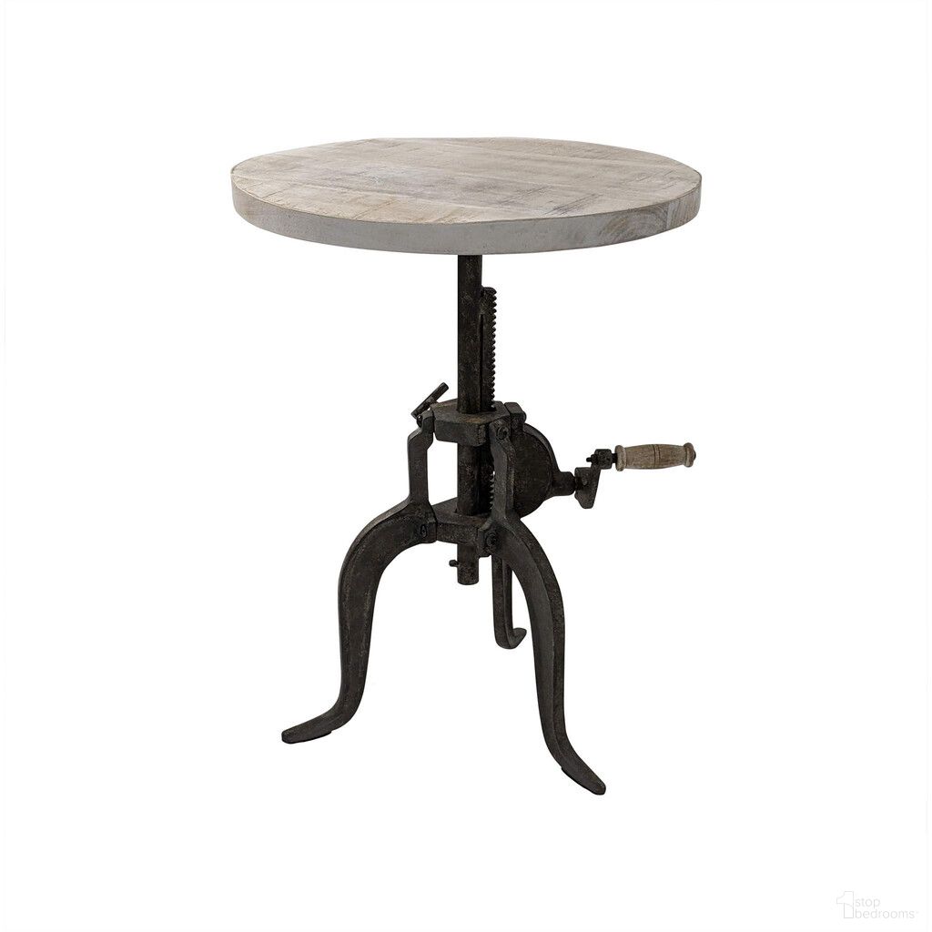 The appearance of 19 Inch Solid Wood and Iron Height Adjustable Round End Table In Natural and Gunmetal designed by Homeroots in the rustic / southwestern interior design. This natural and gunmetal piece of furniture  was selected by 1StopBedrooms from  to add a touch of cosiness and style into your home. Sku: 632723. Material: Wood.
