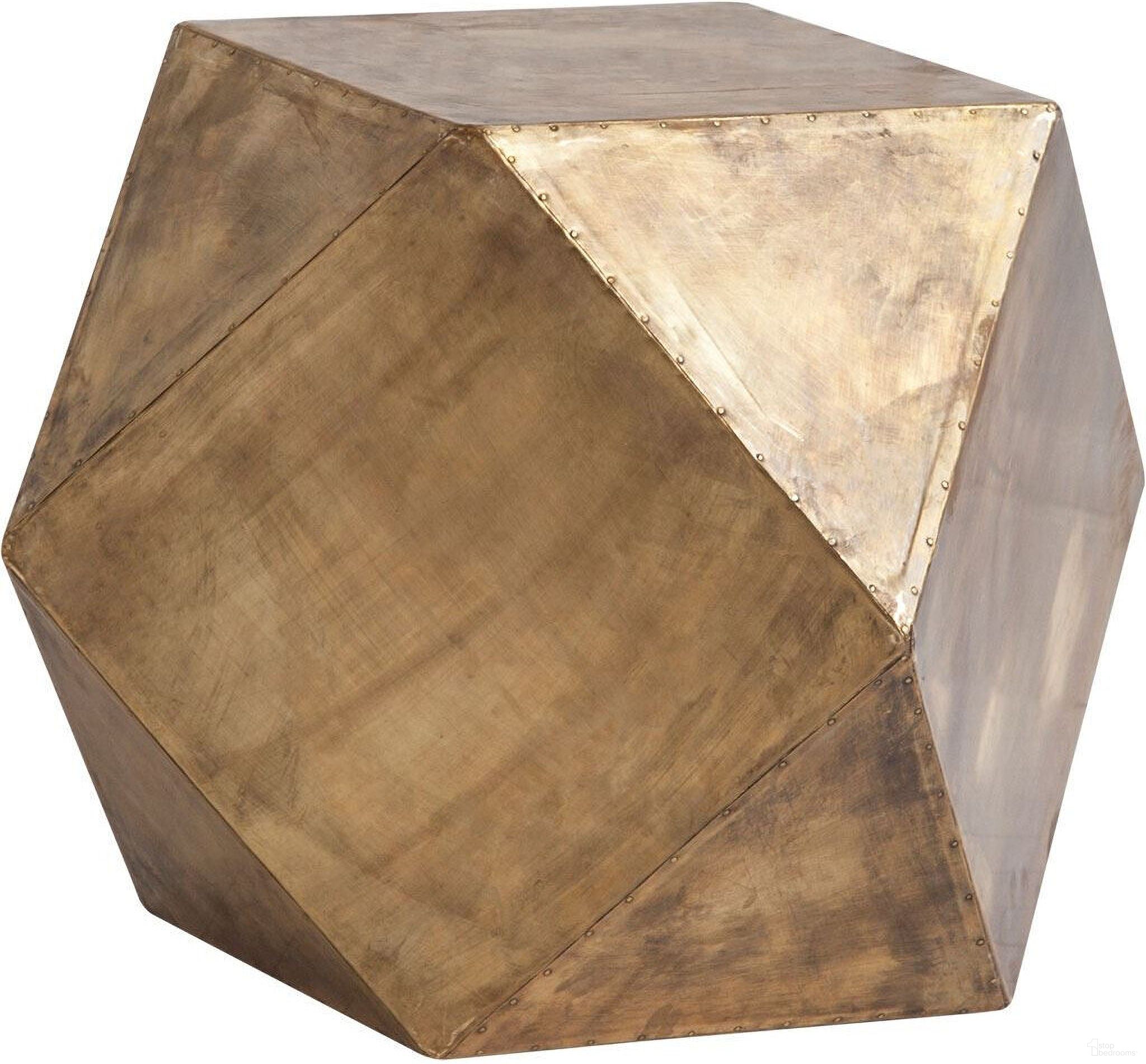 19 Inch Square Block End Table In Brass
