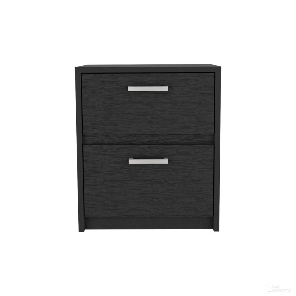 The appearance of 19 Inch Wood Two Drawer Nightstand In Black designed by Homeroots in the modern / contemporary interior design. This black piece of furniture  was selected by 1StopBedrooms from  to add a touch of cosiness and style into your home. Sku: 518162. Material: Wood.