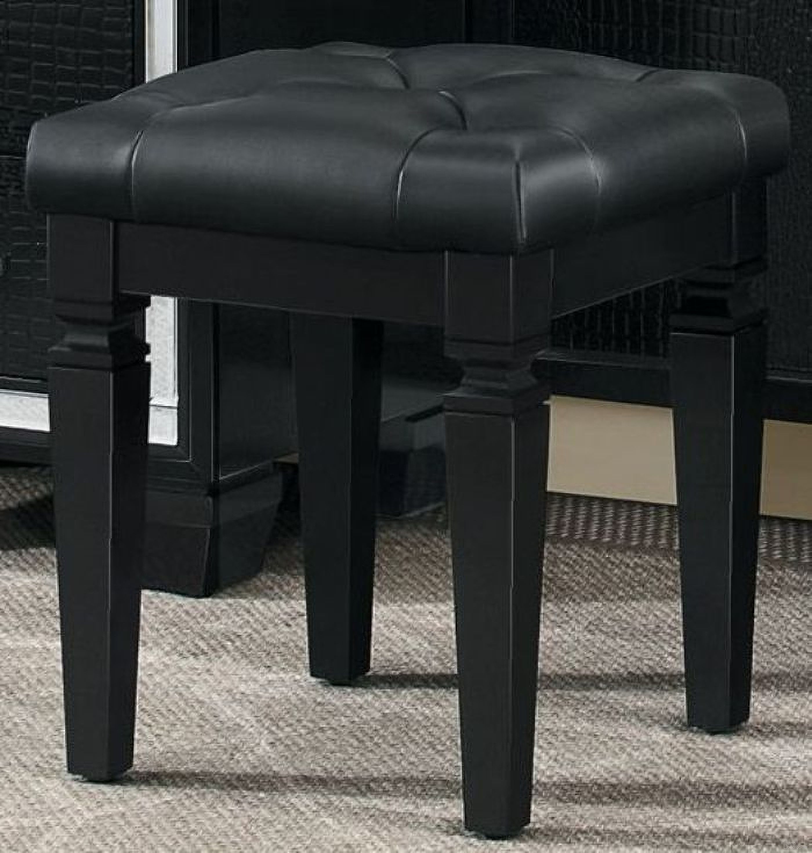 The appearance of Allura Black Vanity Stool designed by Homelegance in the modern / contemporary interior design. This black piece of furniture was selected by 1StopBedrooms from Allura Collection to add a touch of cosiness and style into your home. Sku: 1916BK-14. Material: Wood.