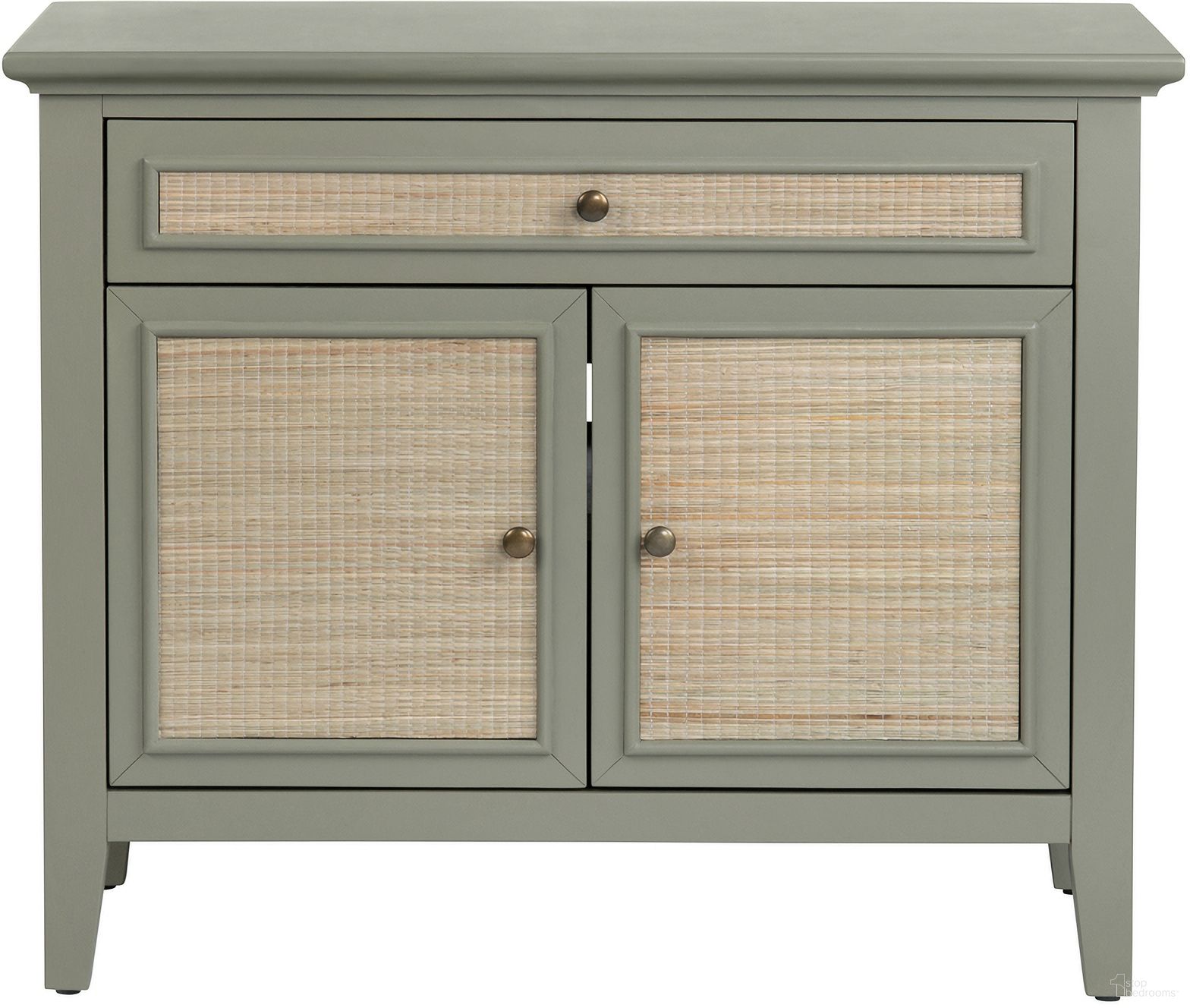 The appearance of 2-Door 1-Drawer Accent Cabinet In Green and Tan designed by Crestview Collection in the modern / contemporary interior design. This green and tan piece of furniture was selected by 1StopBedrooms from to add a touch of cosiness and style into your home. Sku: CVFDR1321. Material: Solid Wood.
