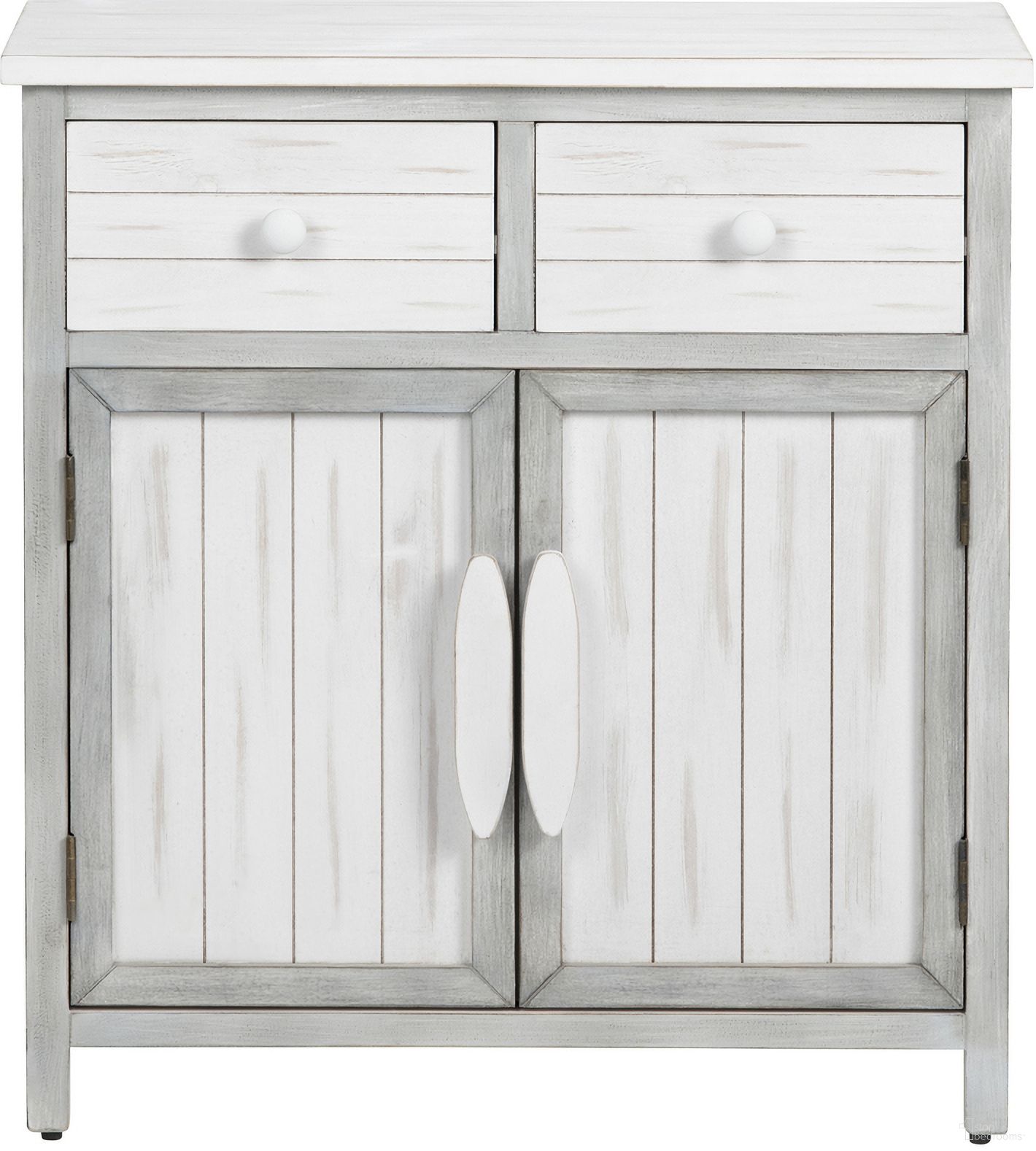 The appearance of 2 Door 2 Drawer Accent Cabinet In White and Tan designed by Crestview Collection in the coastal interior design. This white/tan piece of furniture was selected by 1StopBedrooms from to add a touch of cosiness and style into your home. Sku: CVFZR6205. Material: Solid Wood.
