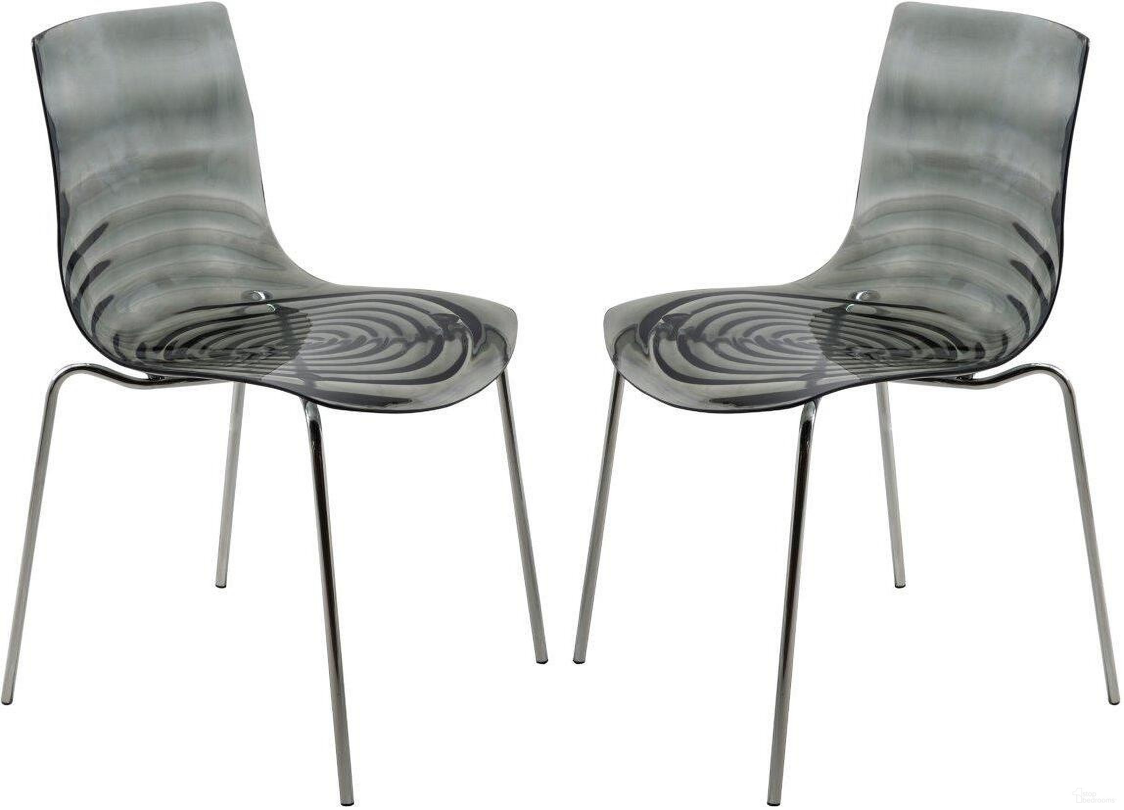 The appearance of 2 LeisureMod Astor Transparent Black Plastic Dining Chairs designed by LeisureMod in the modern / contemporary interior design. This transparent black piece of furniture was selected by 1StopBedrooms from Astor Collection to add a touch of cosiness and style into your home. Sku: AC20TBL2. Material: Plastic. Chair Type: Side Chair.