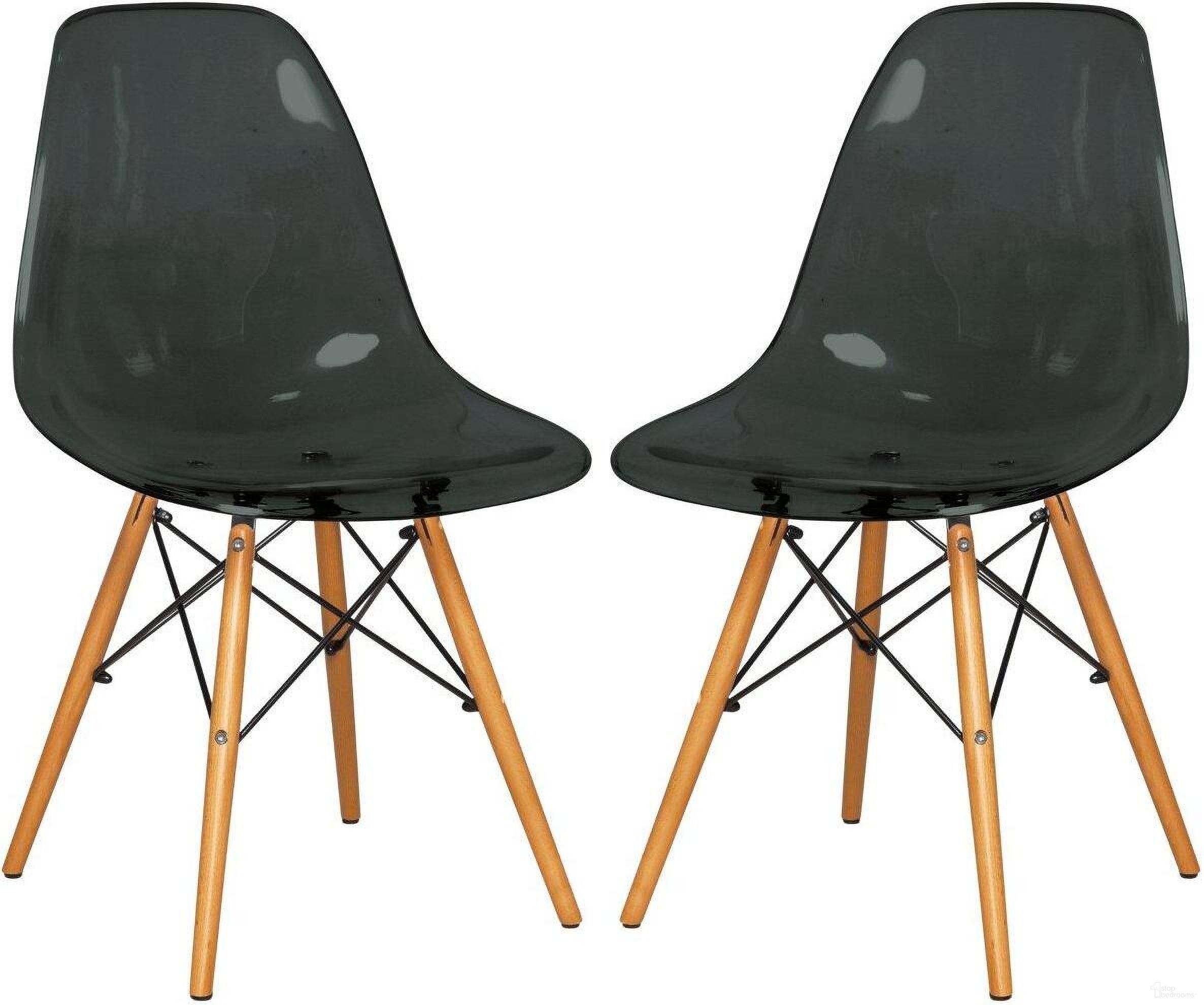 The appearance of 2 LeisureMod Dover Transparent Black Molded Side Chairs designed by LeisureMod in the modern / contemporary interior design. This transparent black piece of furniture was selected by 1StopBedrooms from Dover Collection to add a touch of cosiness and style into your home. Sku: EP19TBL2. Material: Plastic. Chair Type: Side Chair.