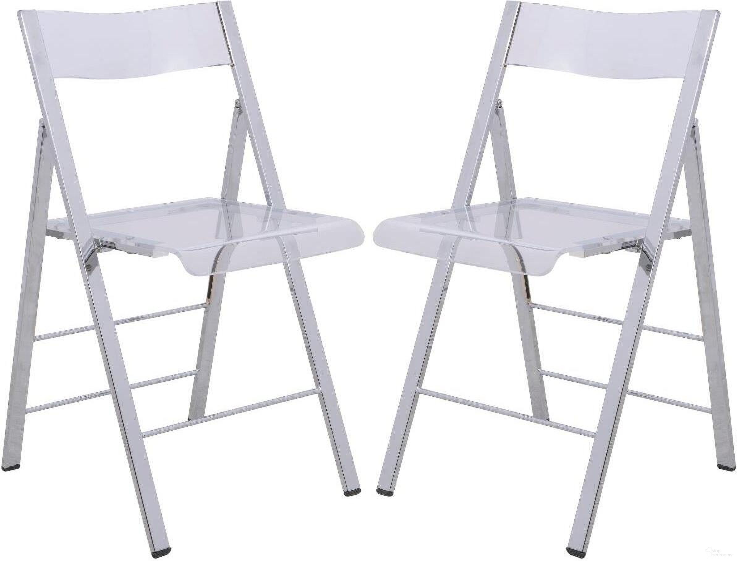 The appearance of 2 LeisureMod Menno Clear Acrylic Folding Chairs designed by LeisureMod in the modern / contemporary interior design. This clear piece of furniture was selected by 1StopBedrooms from Menno Collection to add a touch of cosiness and style into your home. Sku: MF15CL2. Material: Acrylic. Chair Type: Side Chair.