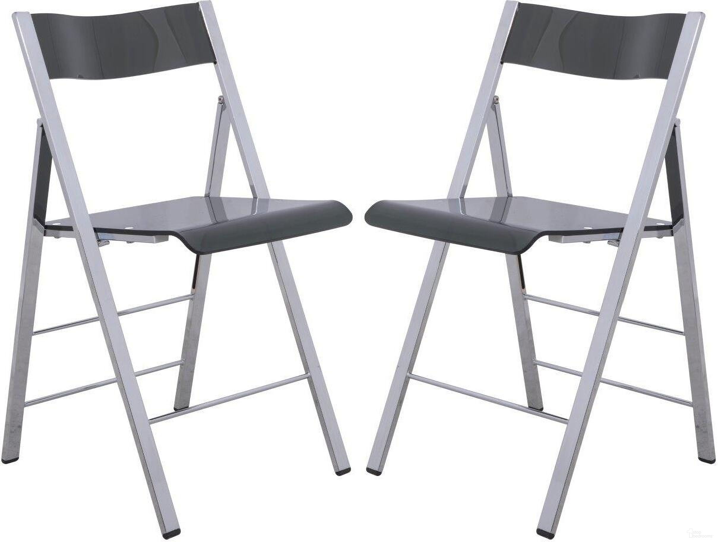 The appearance of 2 LeisureMod Menno Transparent Black Acrylic Folding Chairs designed by LeisureMod in the modern / contemporary interior design. This transparent black piece of furniture  was selected by 1StopBedrooms from Menno Collection to add a touch of cosiness and style into your home. Sku: MF15TBL2. Material: Acrylic. Chair Type: Side Chair.