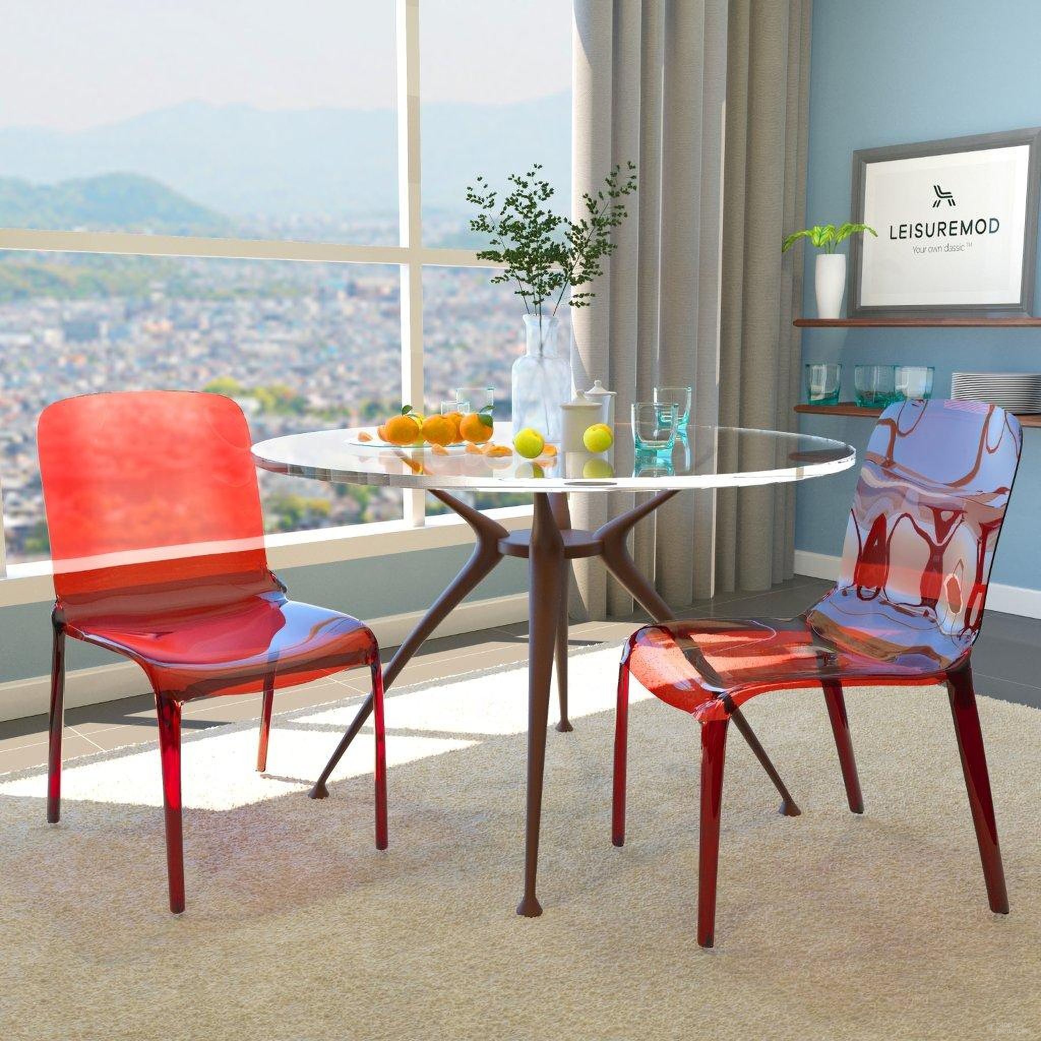 The appearance of 2 LeisureMod Murray Red Dining Chairs designed by LeisureMod in the modern / contemporary interior design. This red piece of furniture was selected by 1StopBedrooms from Murray Collection to add a touch of cosiness and style into your home. Sku: MC20R2. Material: Plastic. Chair Type: Side Chair.