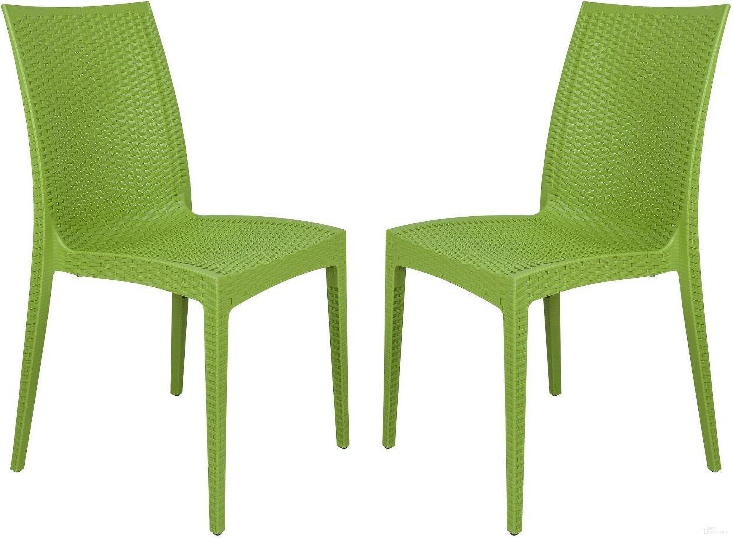 The appearance of 2 LeisureMod Weave Lime Green Mace Indoor Outdoor Armless Dining Chairs designed by LeisureMod in the modern / contemporary interior design. This lime green piece of furniture was selected by 1StopBedrooms from Weave Collection to add a touch of cosiness and style into your home. Sku: MC19G2. Material: Polypropylene. Chair Type: Side Chair.