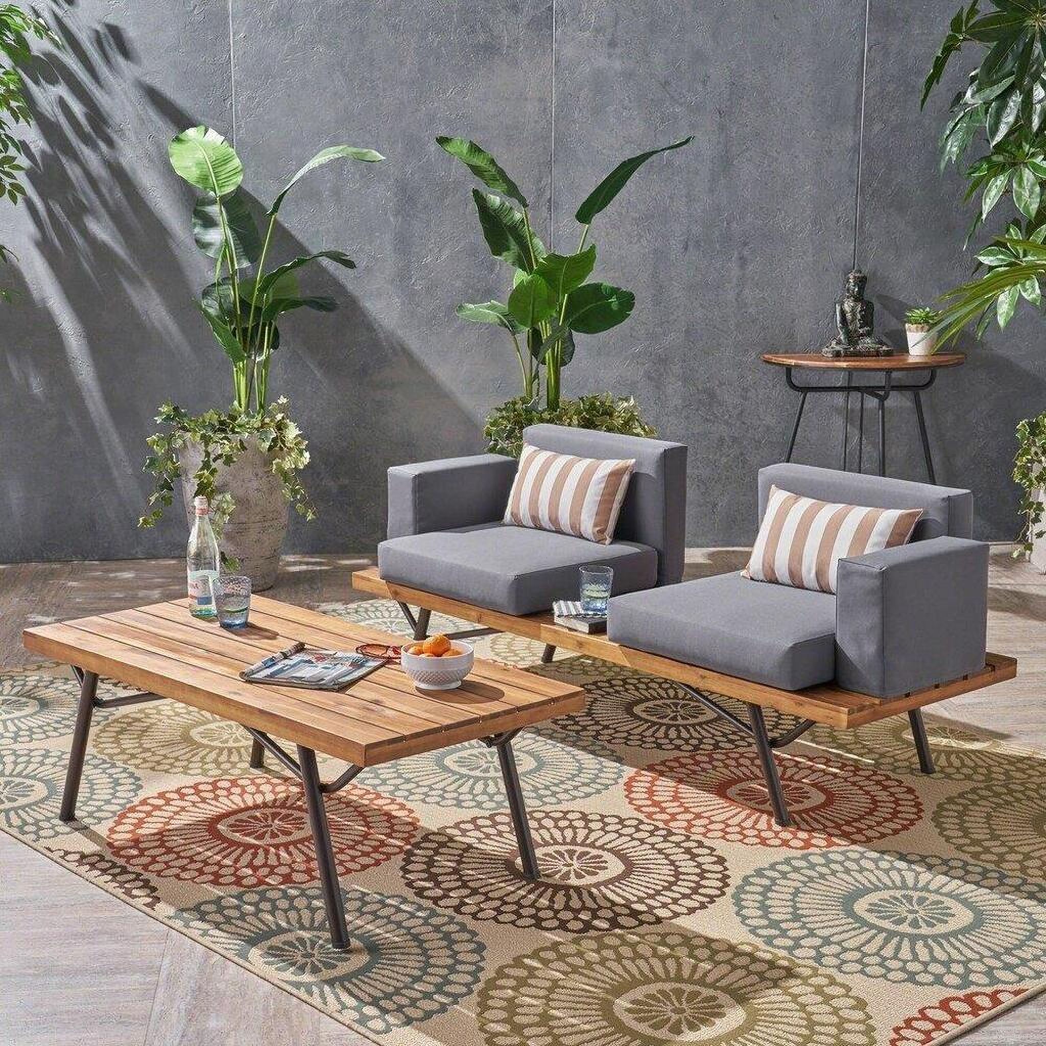 The appearance of 2-Piece Patio Set with Loveseat and Coffee Table In Natural and Dark Grey designed by Noble House in the modern / contemporary interior design. This dark grey piece of furniture was selected by 1StopBedrooms from to add a touch of cosiness and style into your home. Sku: 62255.00TFNH;62256.00TFNH. Material: Fabric.