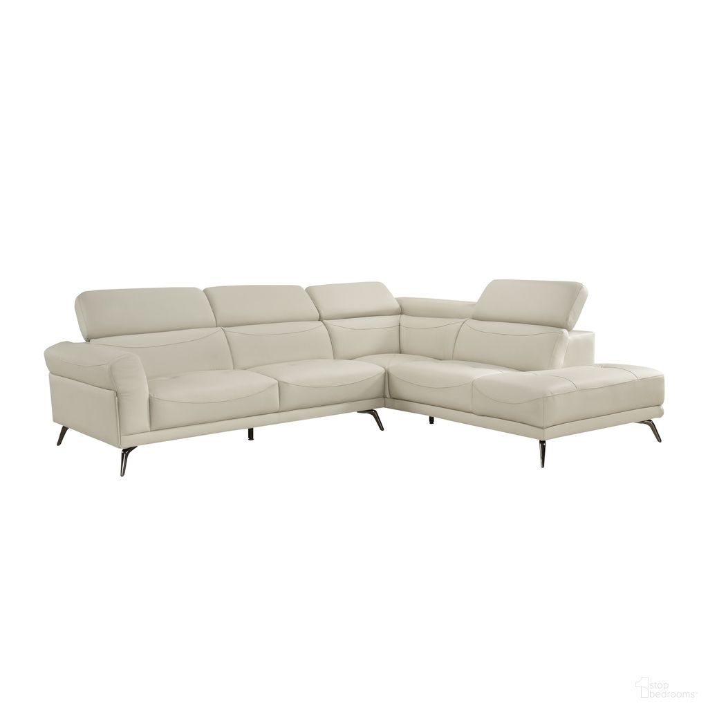 2-Piece Sectional with Right Side Chaise In Cream