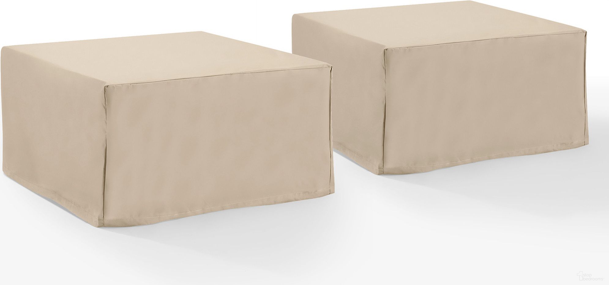 2 Piece Square Table and Ottoman Furniture Cover Set In Tan