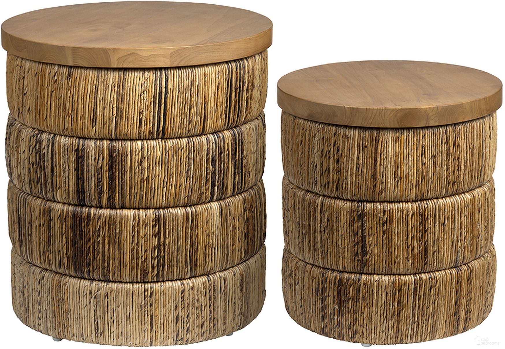 The appearance of 2 Piece Teak Wood Storage Tables In Brown designed by Crestview Collection in the coastal interior design. This brown piece of furniture  was selected by 1StopBedrooms from  to add a touch of cosiness and style into your home. Sku: CVFDR1335. Material: Solid Wood.
